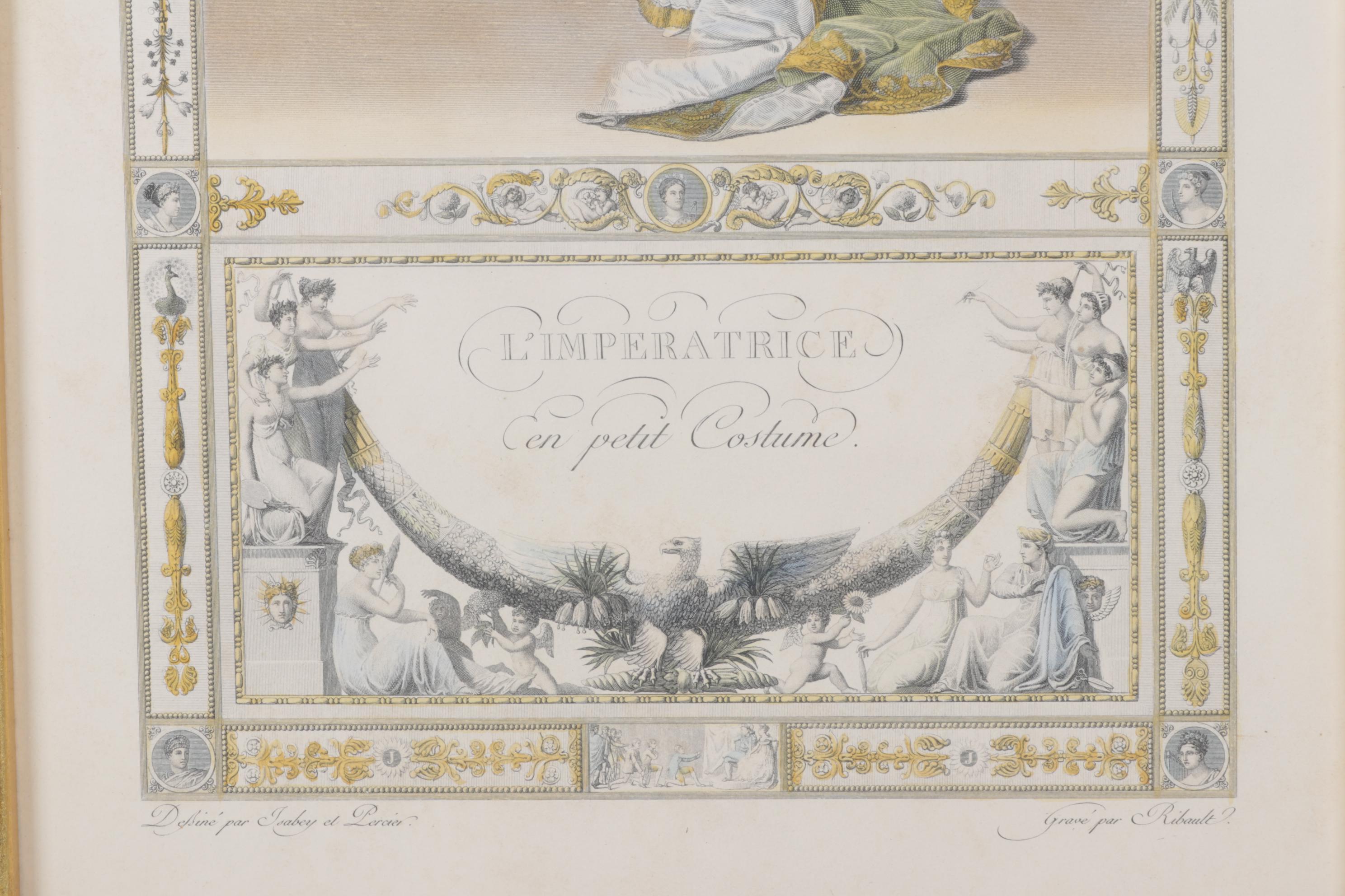 C. Percier & J.B. Isabey "L'Imperatrice en petit Costume" Hand Colored Engraving