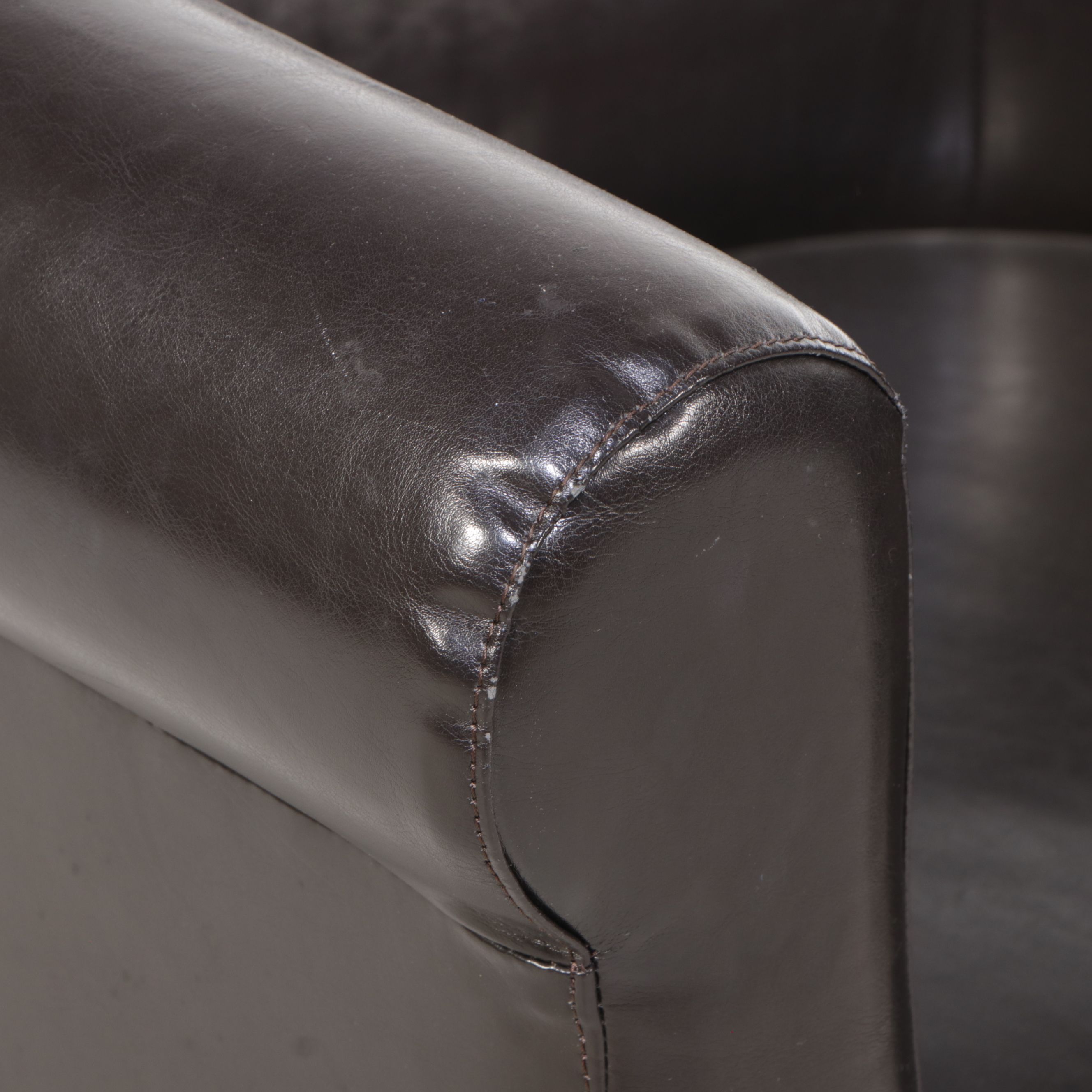 Pair of Modern Dark Brown Faux Leather Accent Chairs