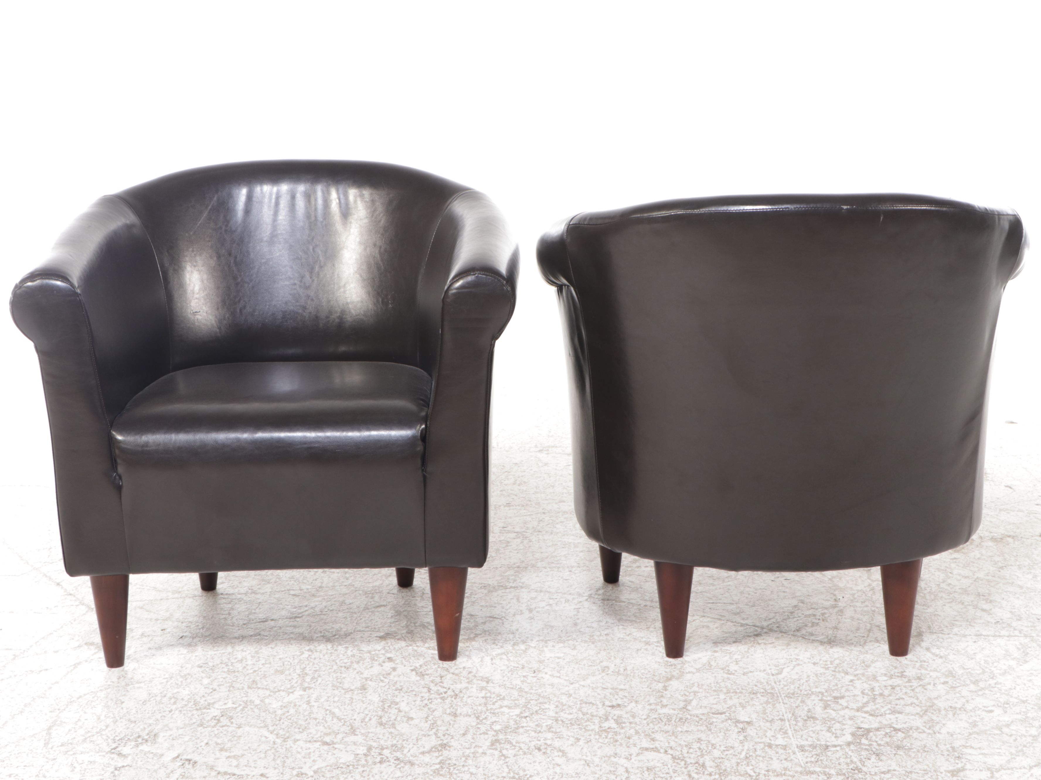 Pair of Modern Dark Brown Faux Leather Accent Chairs