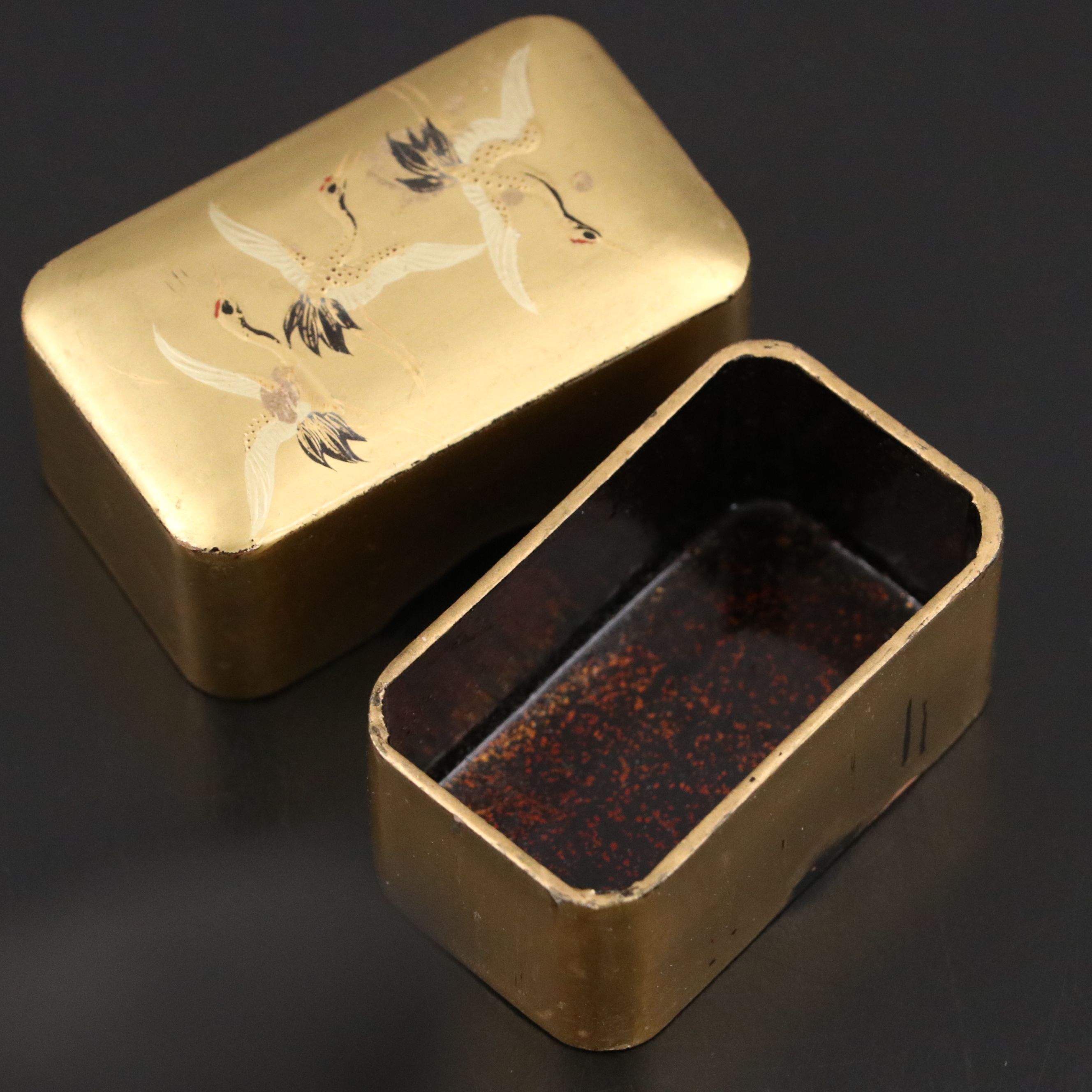 Japanese Gilt Lacquerware Crane Box