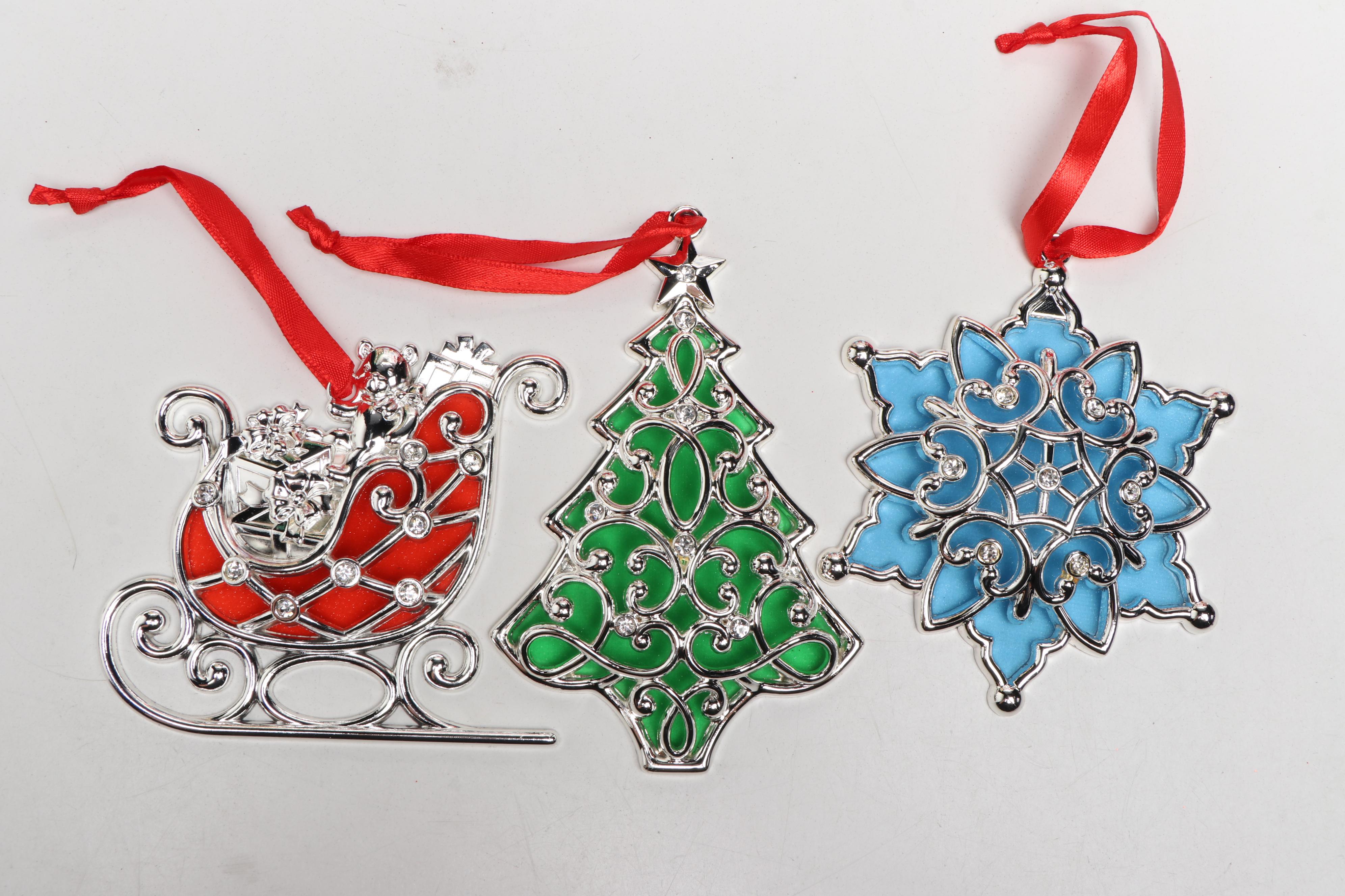 Lenox "Merry and Bright Clear" Ornaments with Other Christmas Ornaments