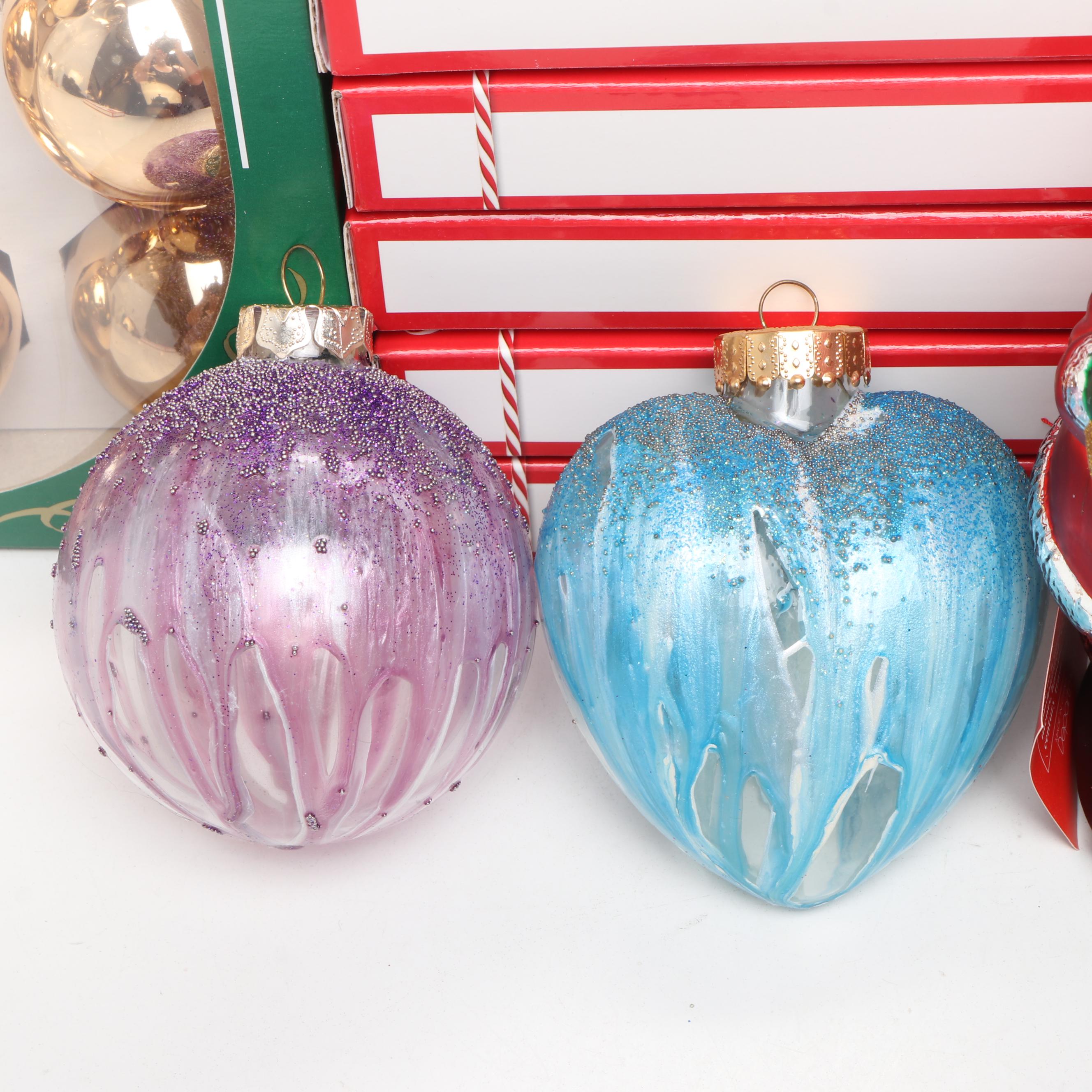 Lenox "Merry and Bright Clear" Ornaments with Other Christmas Ornaments