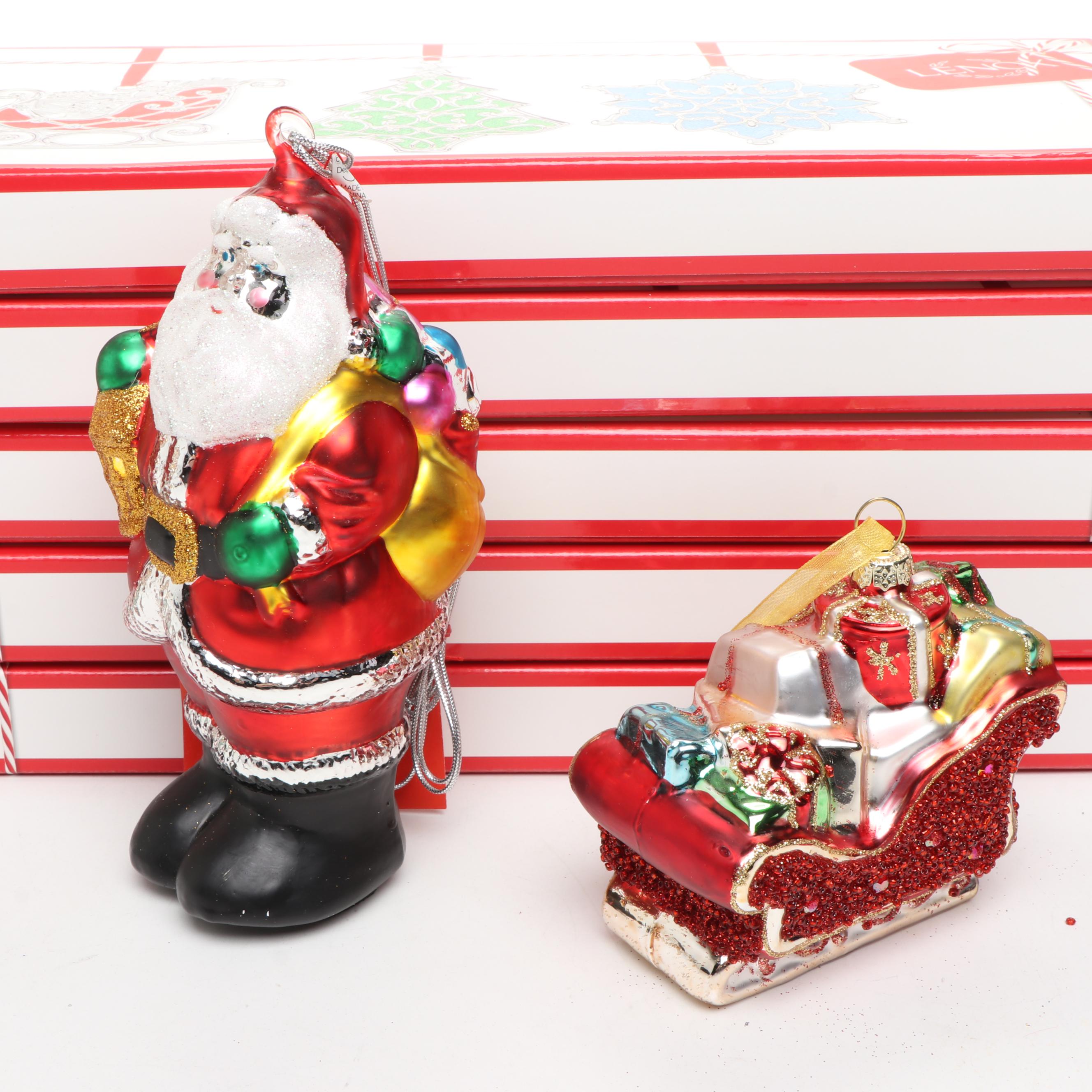 Lenox "Merry and Bright Clear" Ornaments with Other Christmas Ornaments