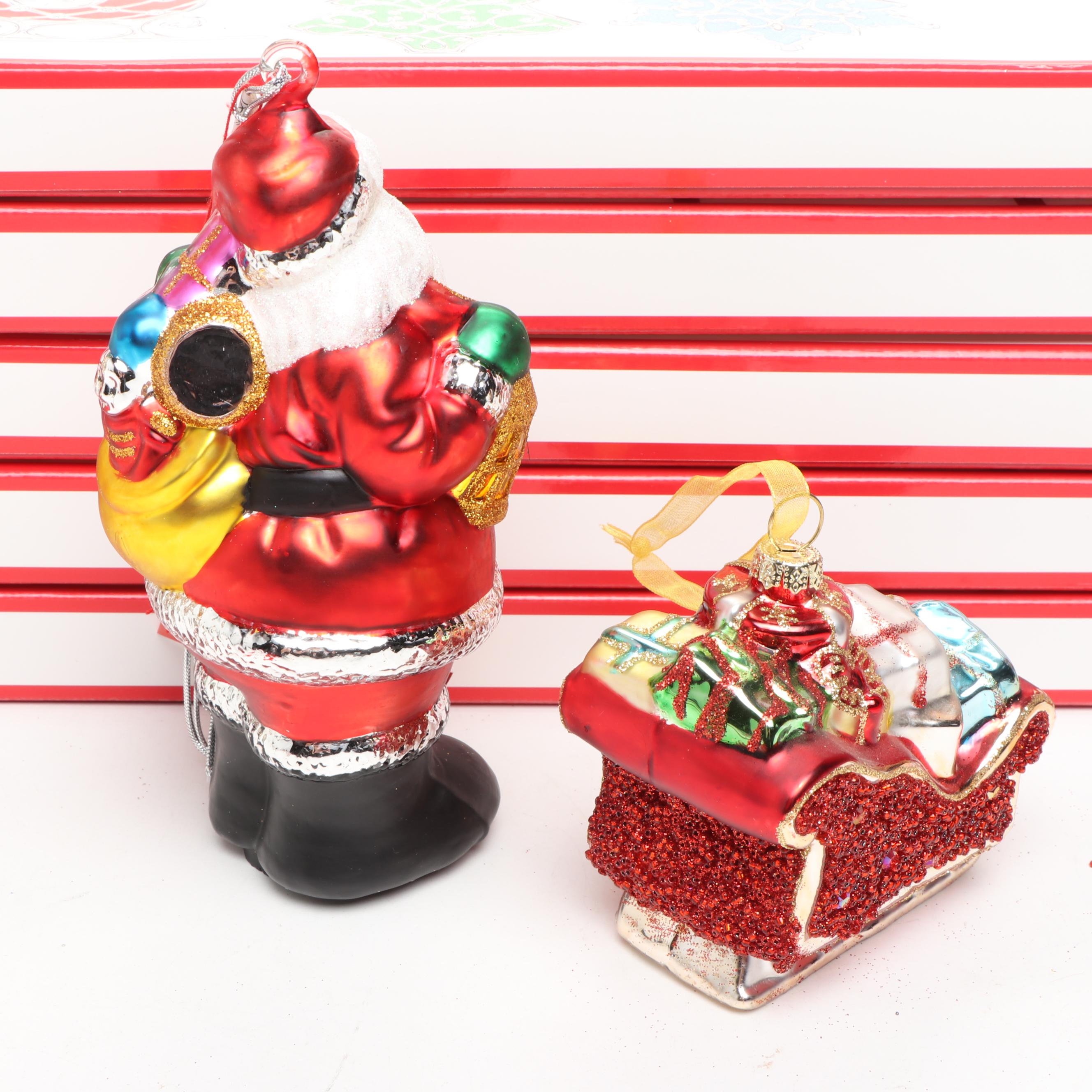 Lenox "Merry and Bright Clear" Ornaments with Other Christmas Ornaments