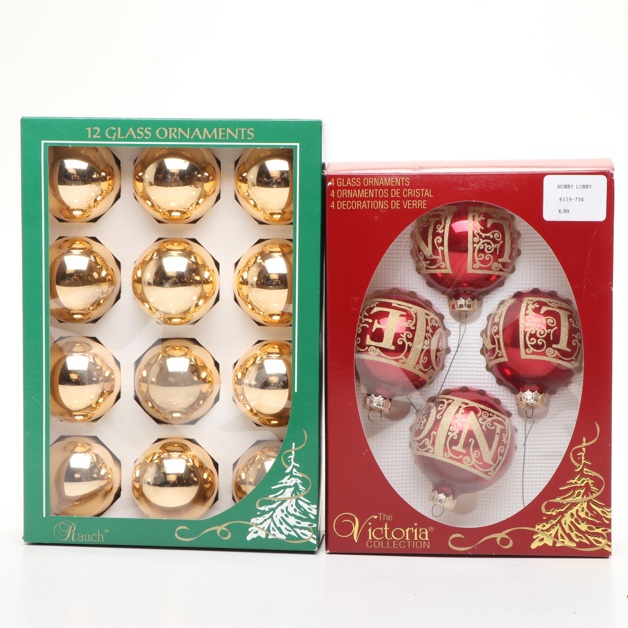 Lenox "Merry and Bright Clear" Ornaments with Other Christmas Ornaments