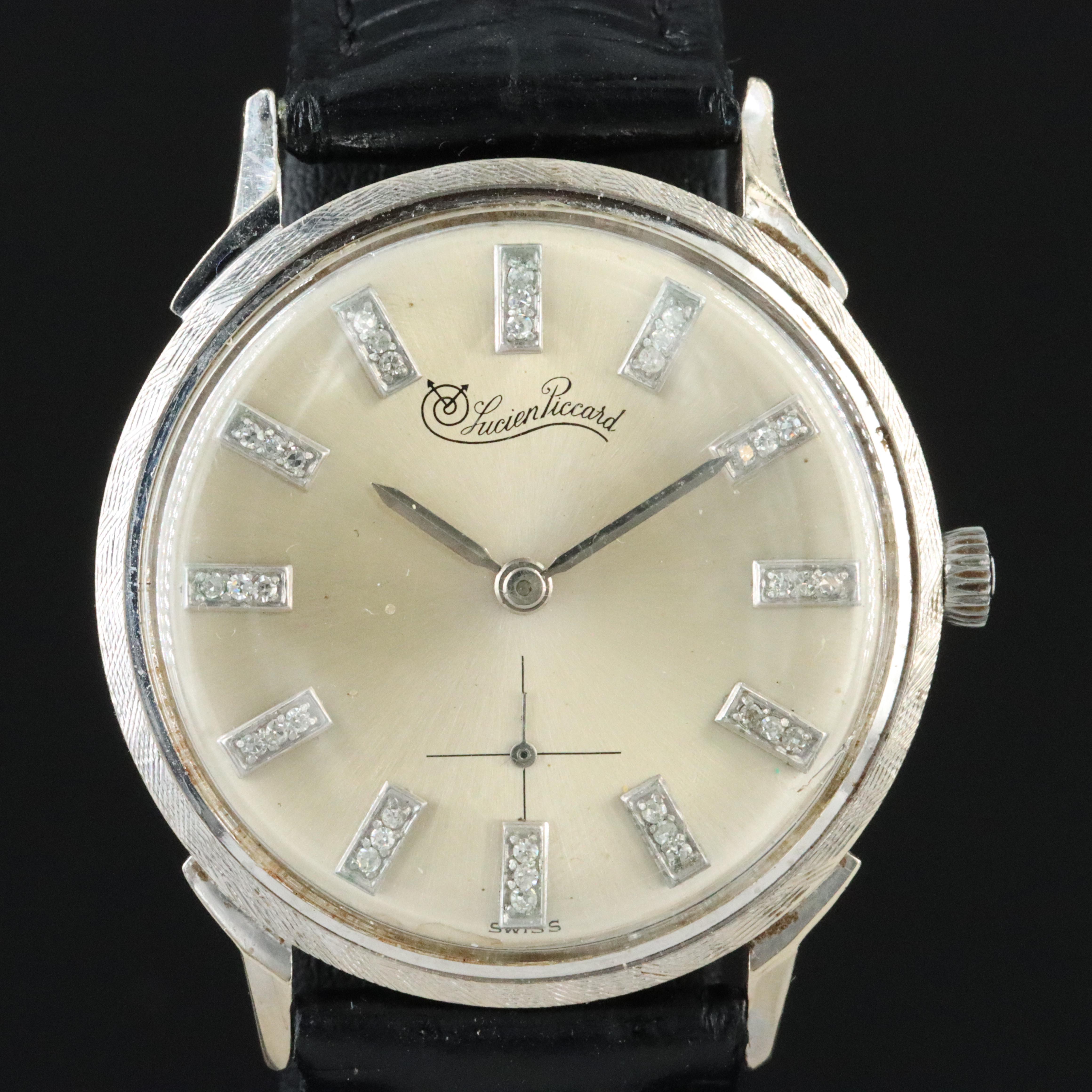 14K Lucien Piccard Diamond Dial Watch
