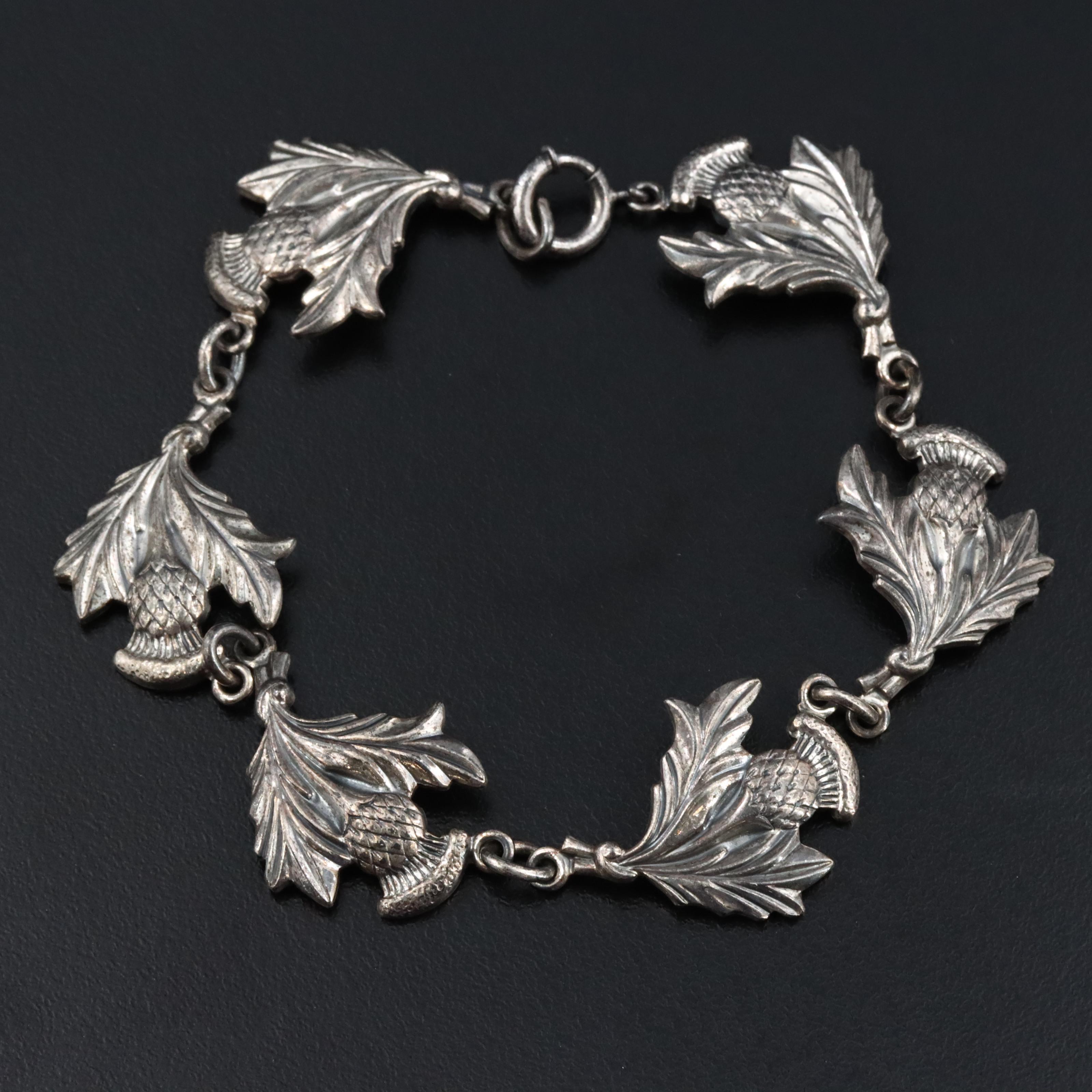 Danecraft Sterling Thistle Link Bracelet