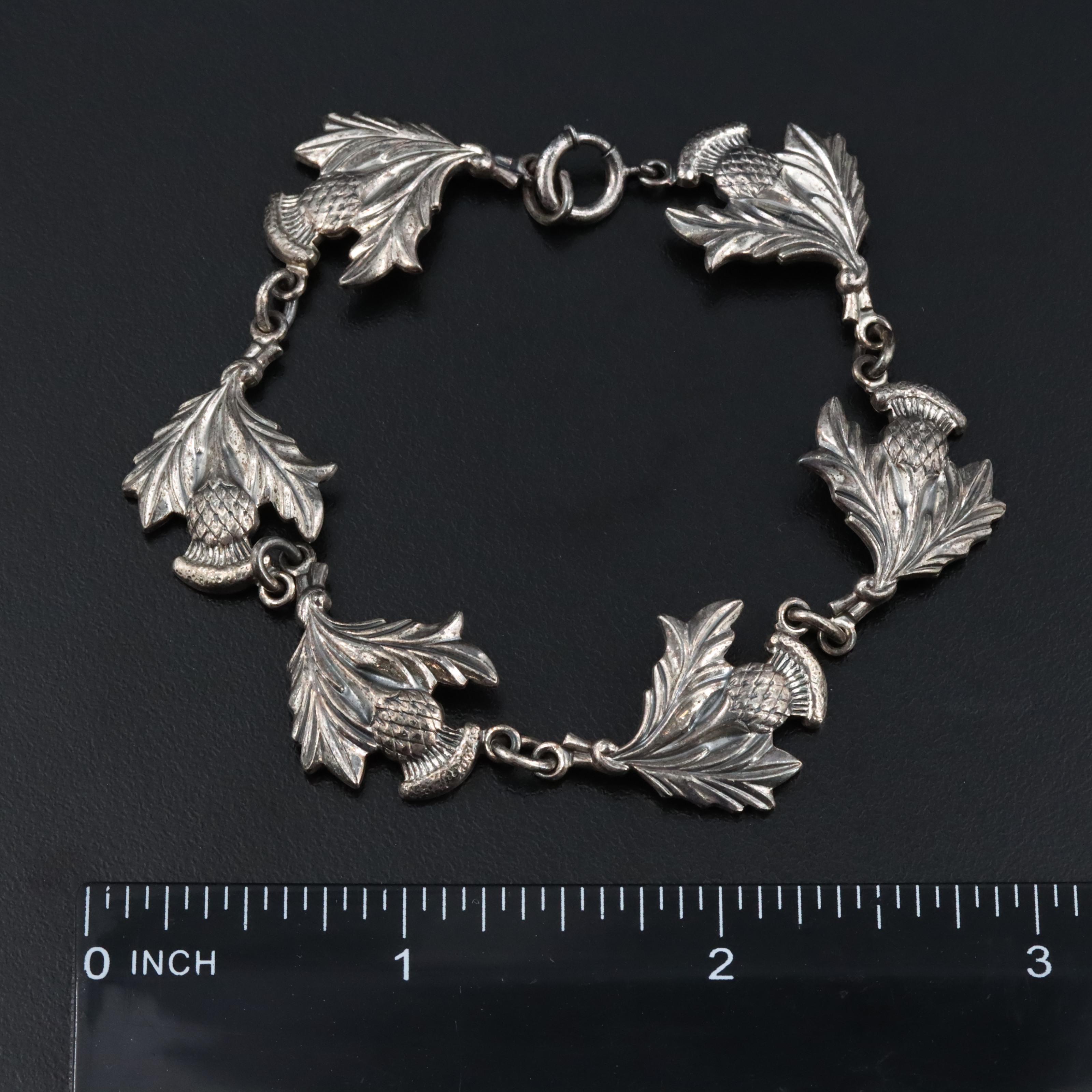 Danecraft Sterling Thistle Link Bracelet