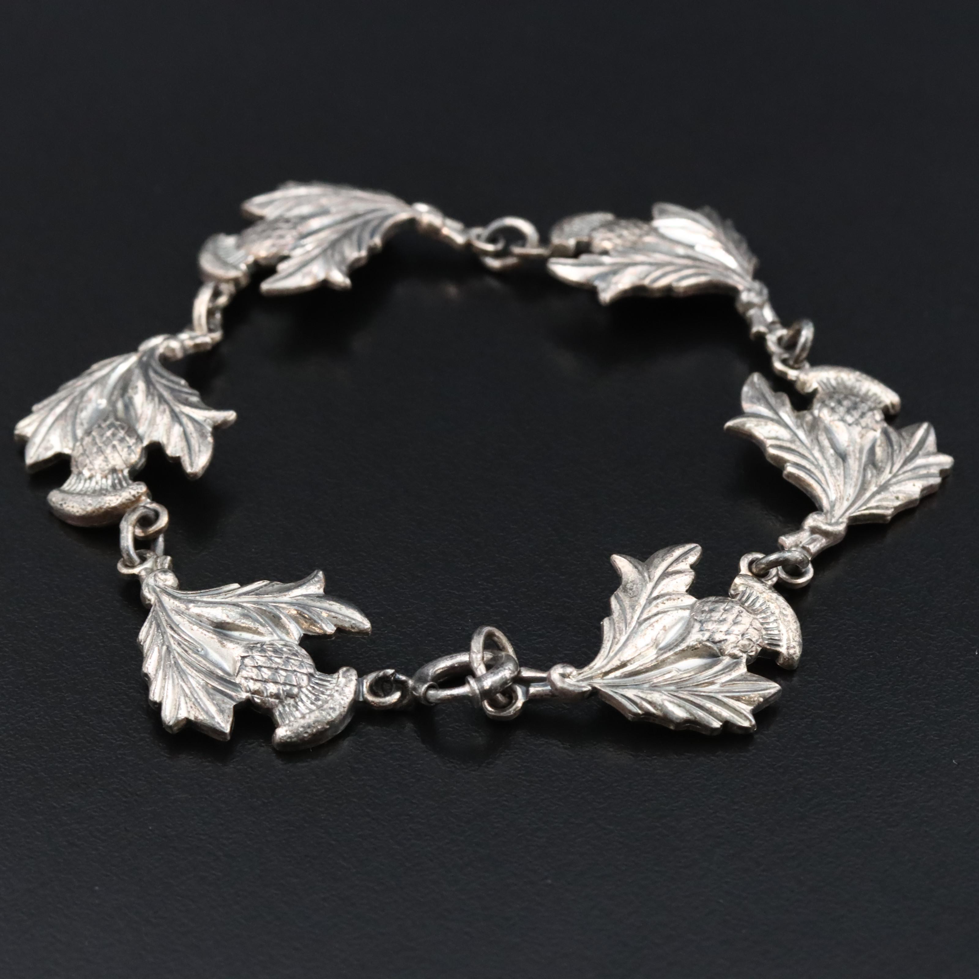 Danecraft Sterling Thistle Link Bracelet