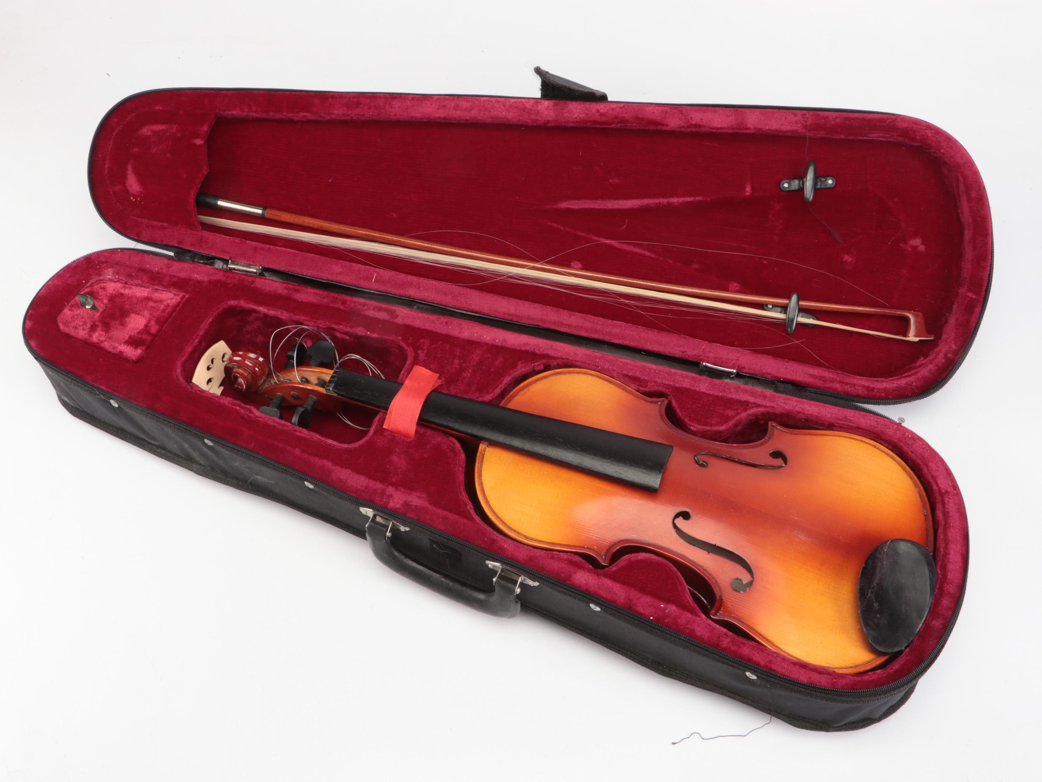Heimer Spruce Top Violin with Padded Nylon Travel Case & Bow