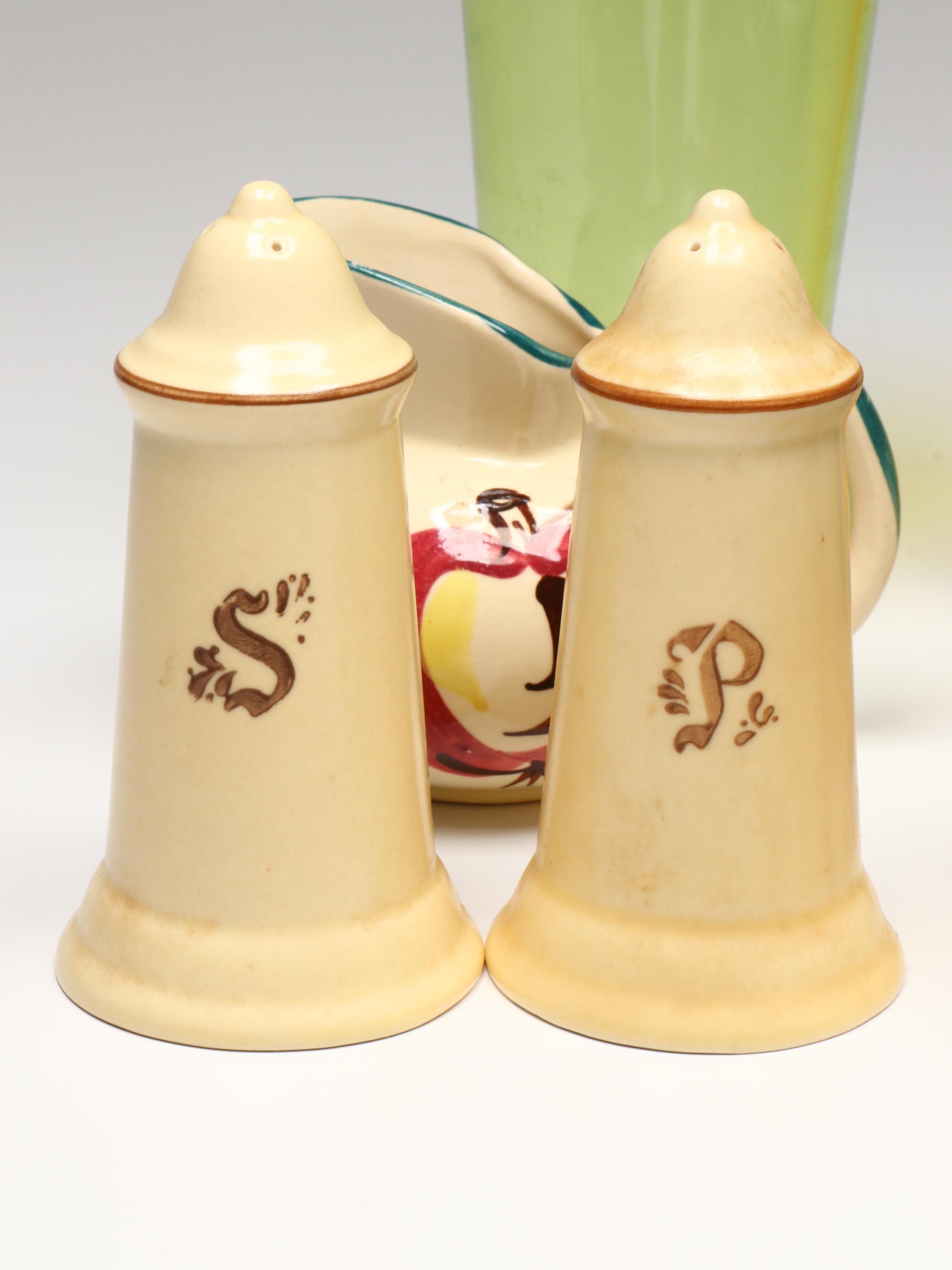 Vintage National Potteries Co. Ceramic Juice Cups with Other Table Accessories