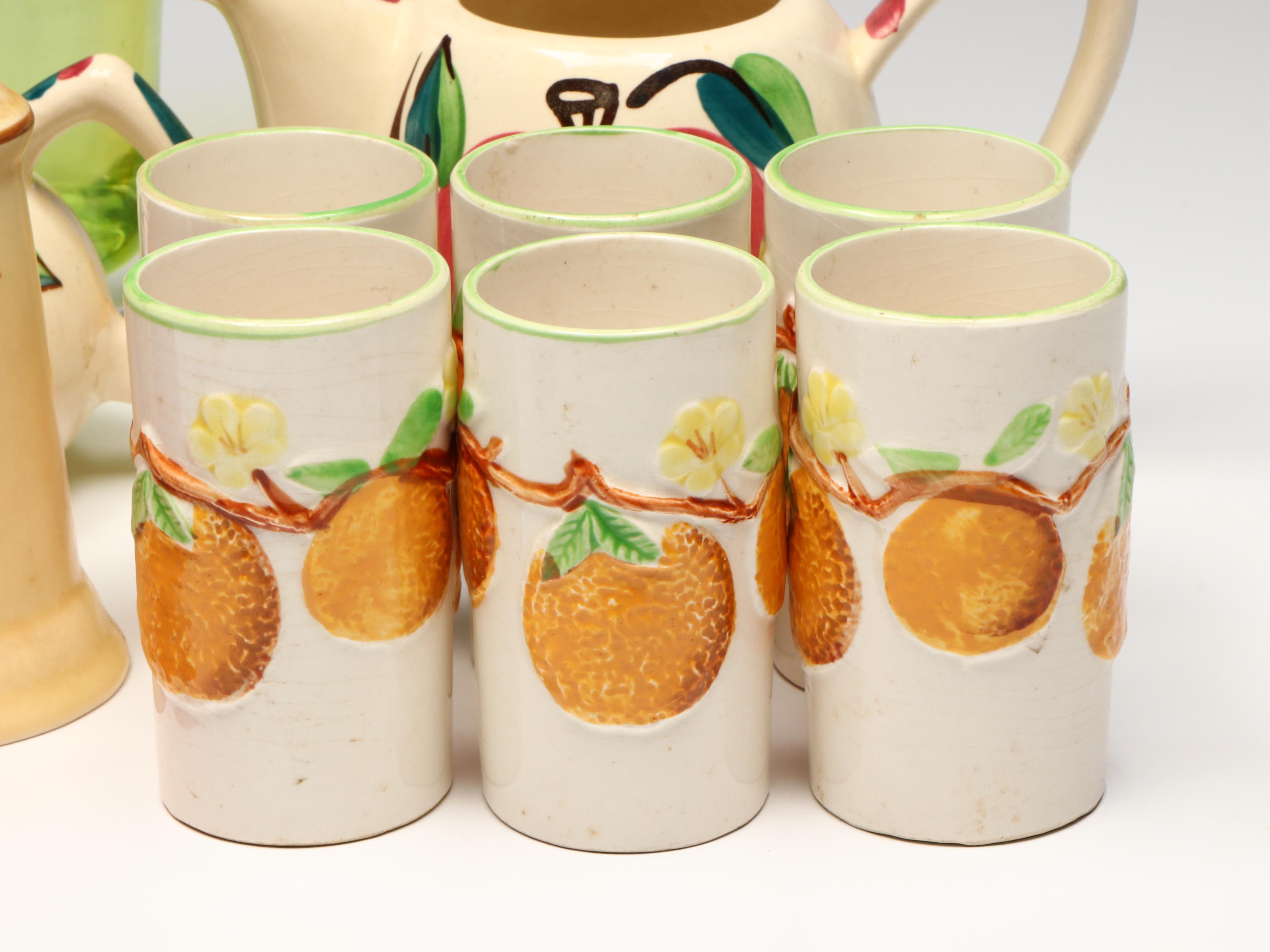 Vintage National Potteries Co. Ceramic Juice Cups with Other Table Accessories