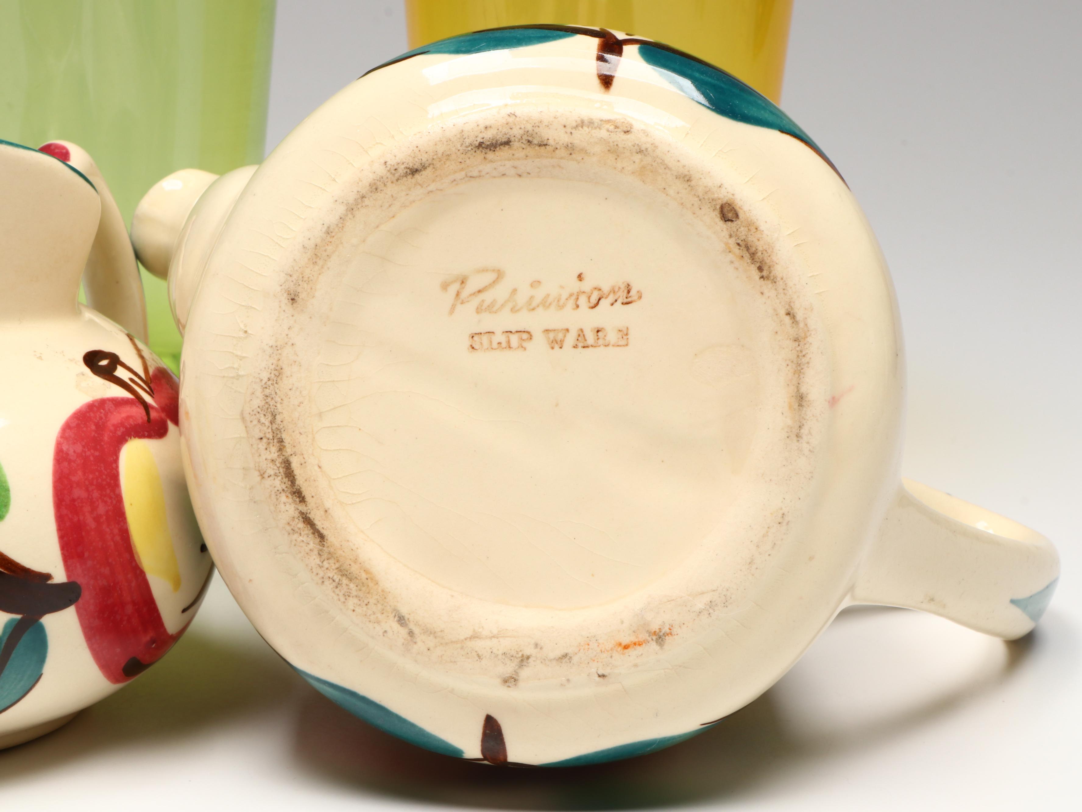 Vintage National Potteries Co. Ceramic Juice Cups with Other Table Accessories