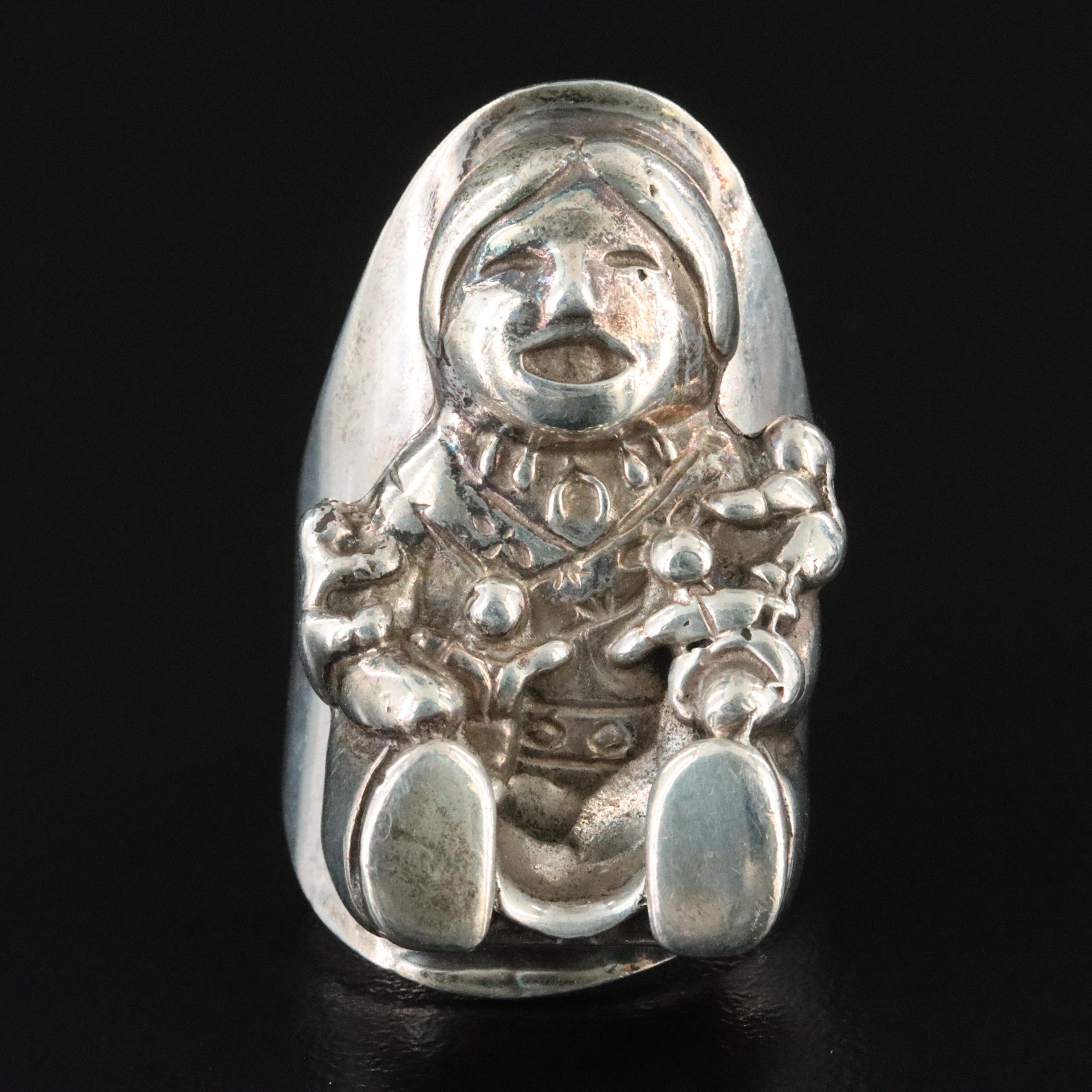 Southwestern Sterling Storyteller Figure Ring
