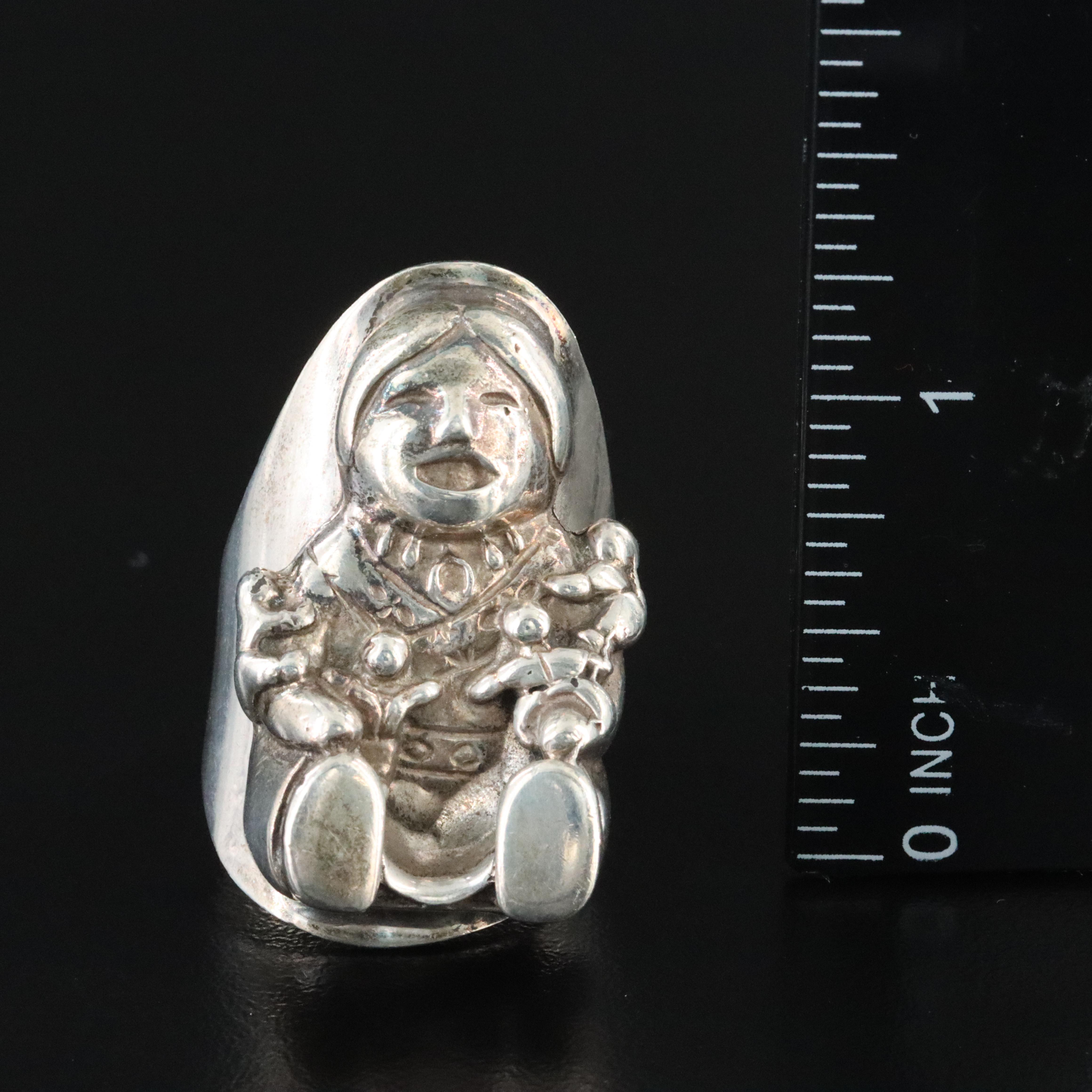 Southwestern Sterling Storyteller Figure Ring