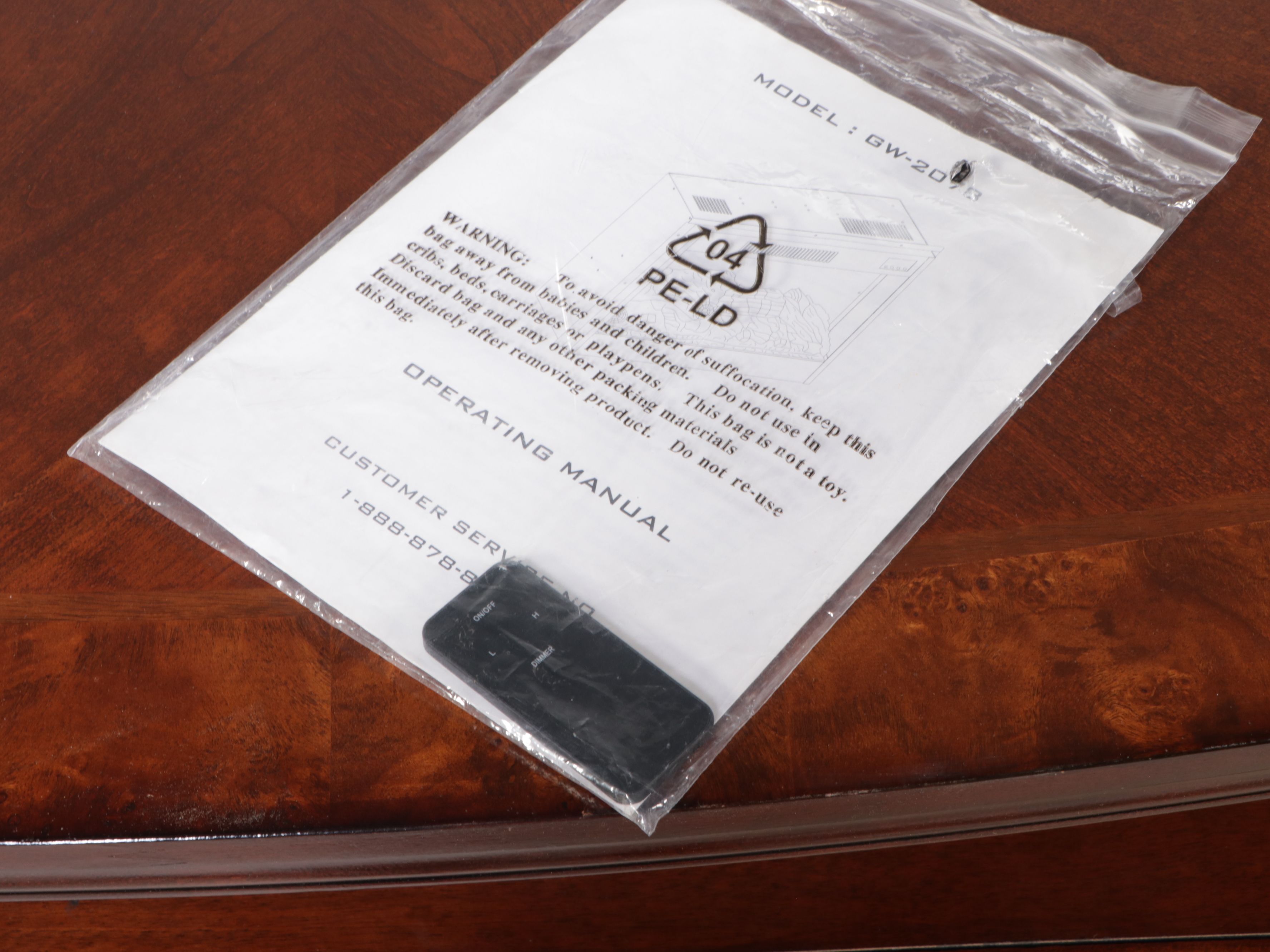 Mahogany Veneered Electric Fireplace and Media Cabinet