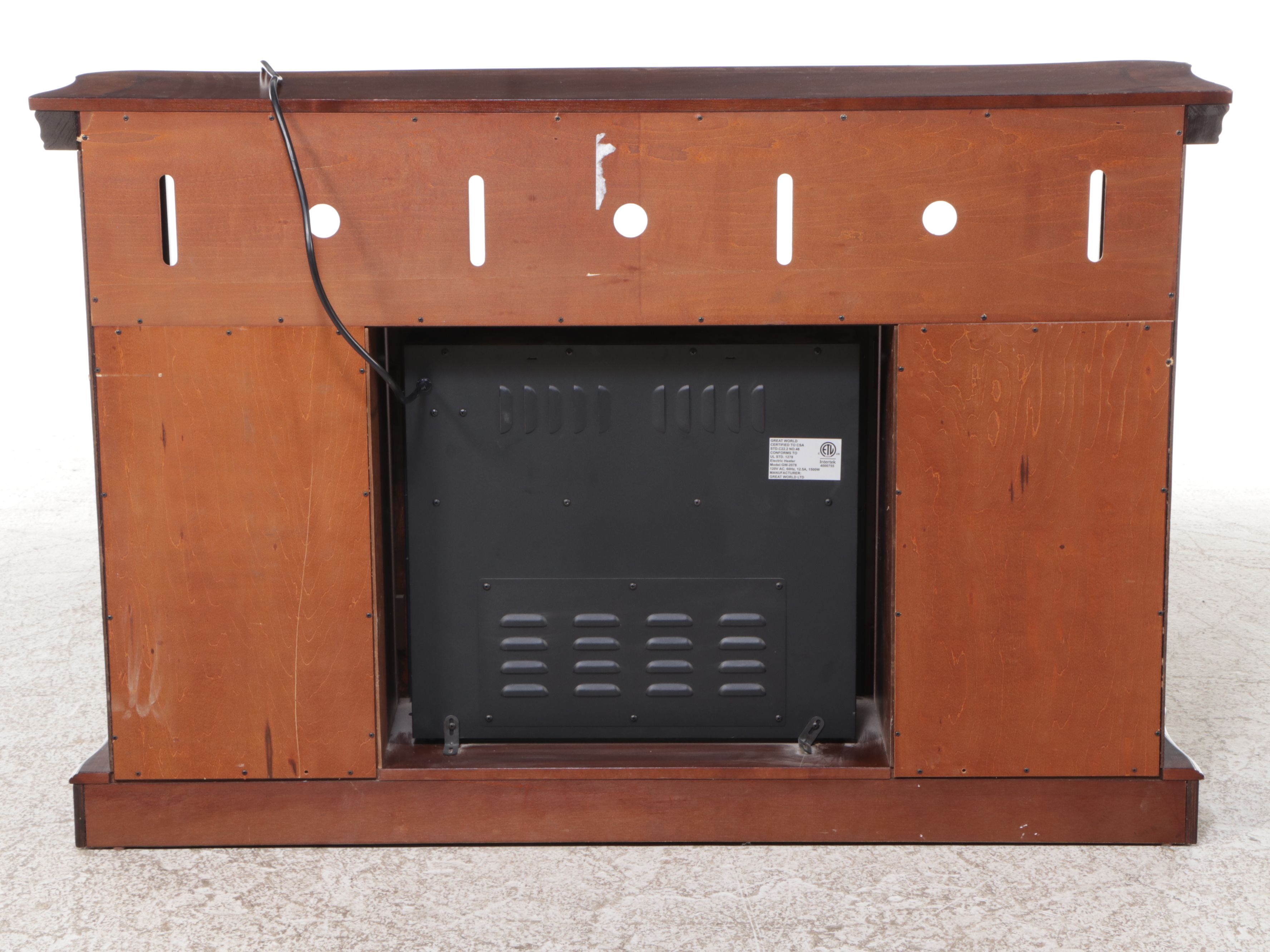 Mahogany Veneered Electric Fireplace and Media Cabinet