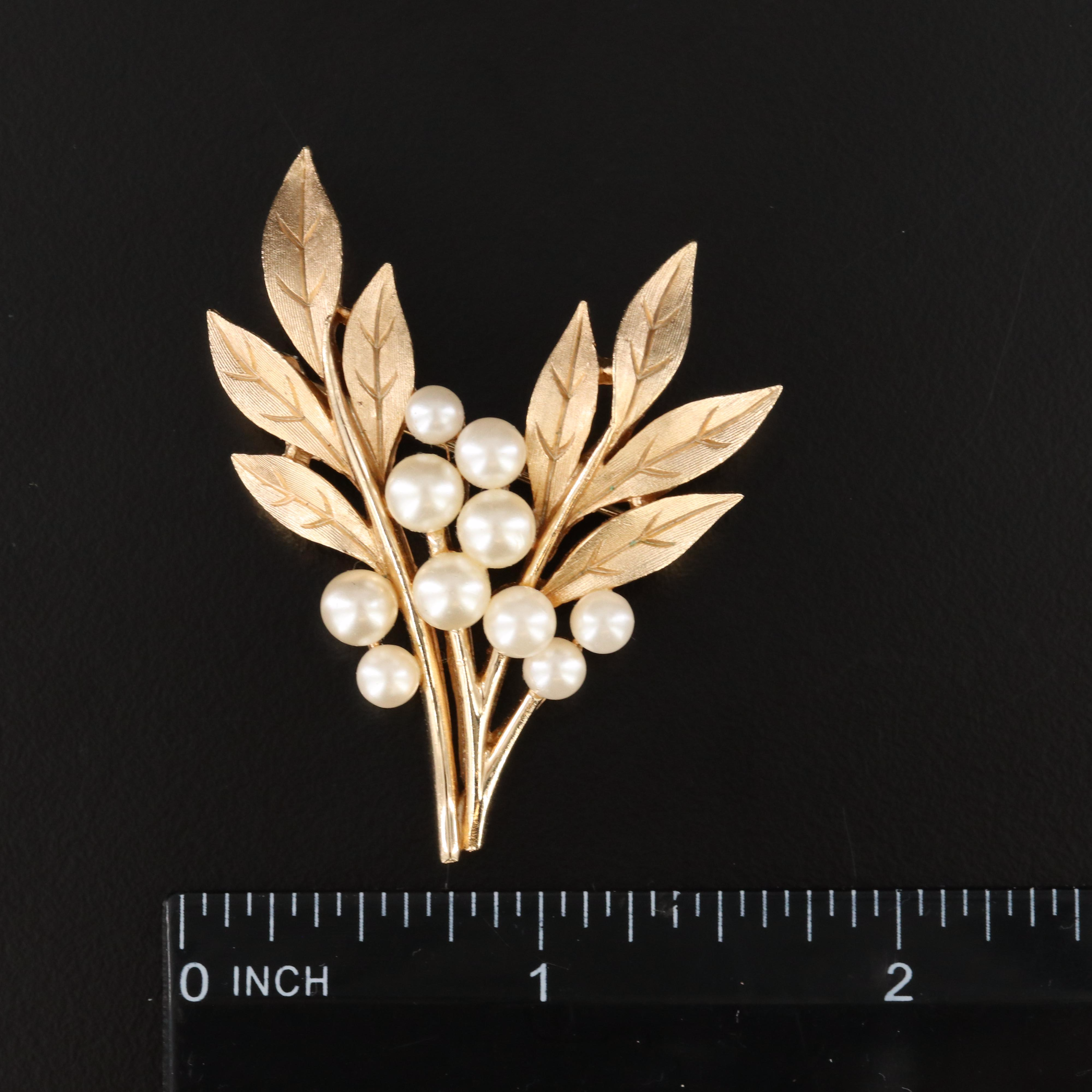 Trifari Faux Pearl Spray Brooch