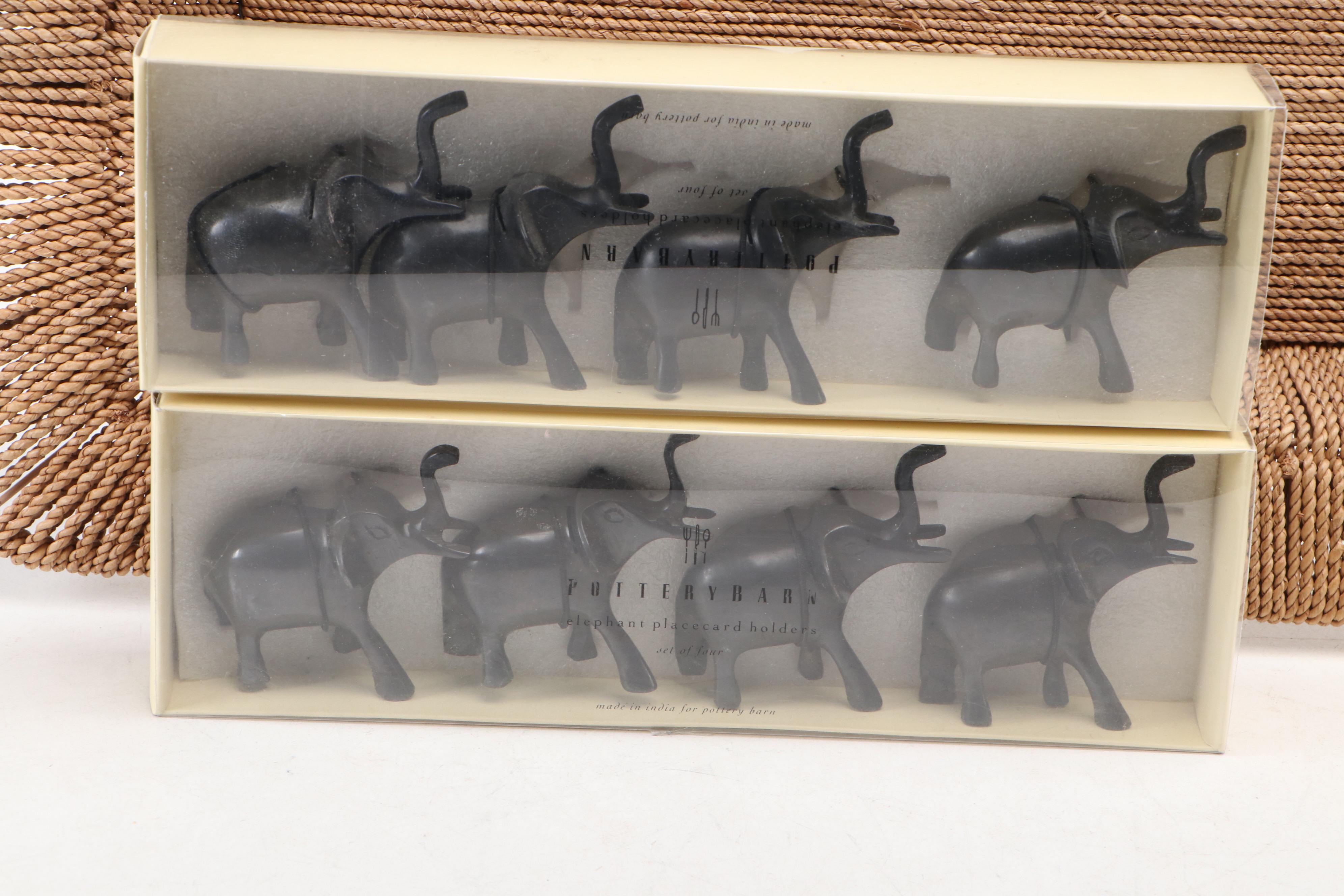 Pottery Barn "Winter Caribou" Ceramic Platter with Placecard Holders and Tray