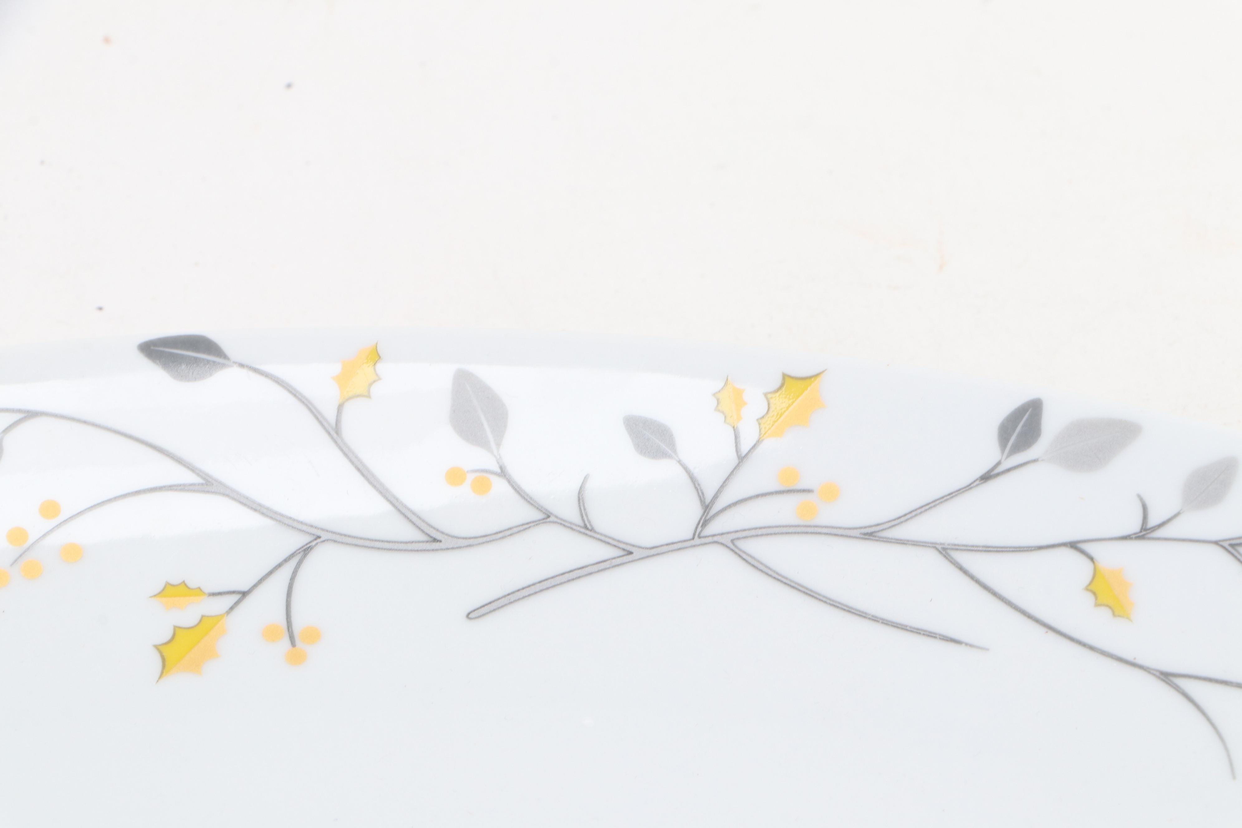 Pottery Barn "Winter Caribou" Ceramic Platter with Placecard Holders and Tray