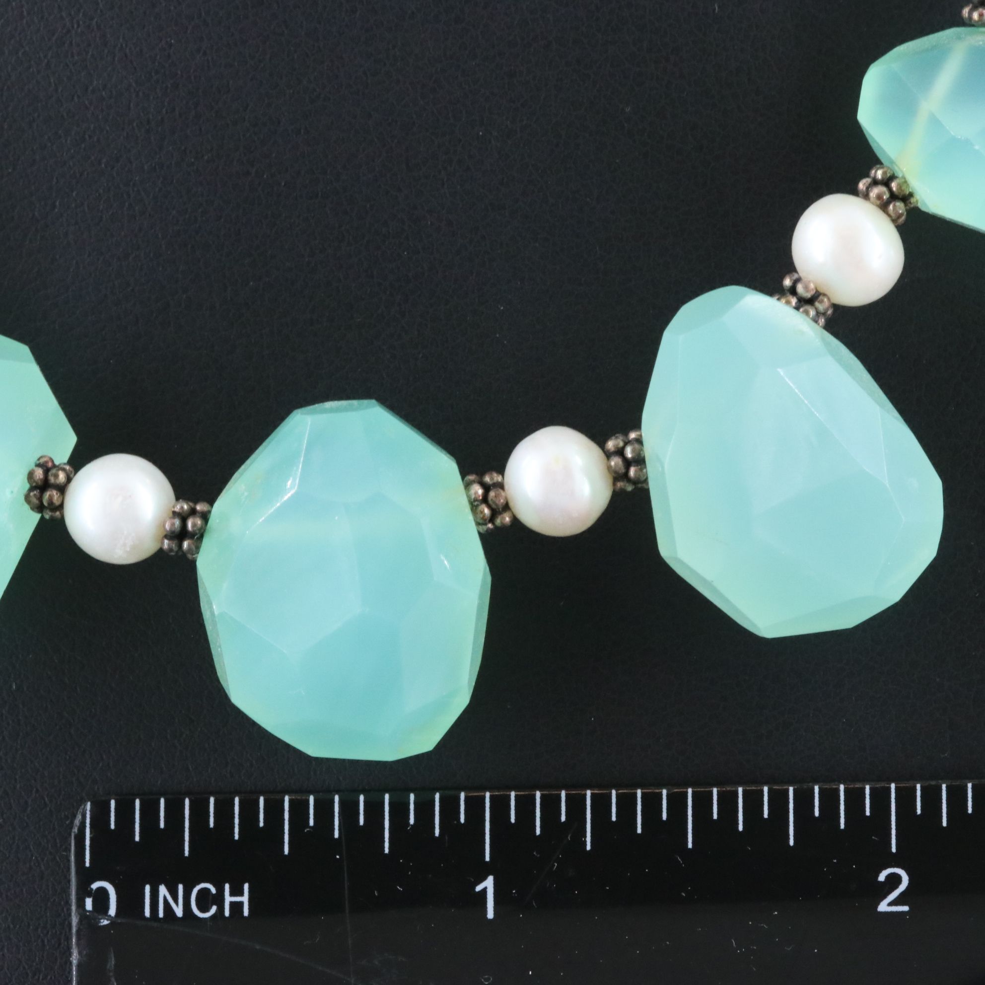 Sterling Chalcedony and Pearl Necklace