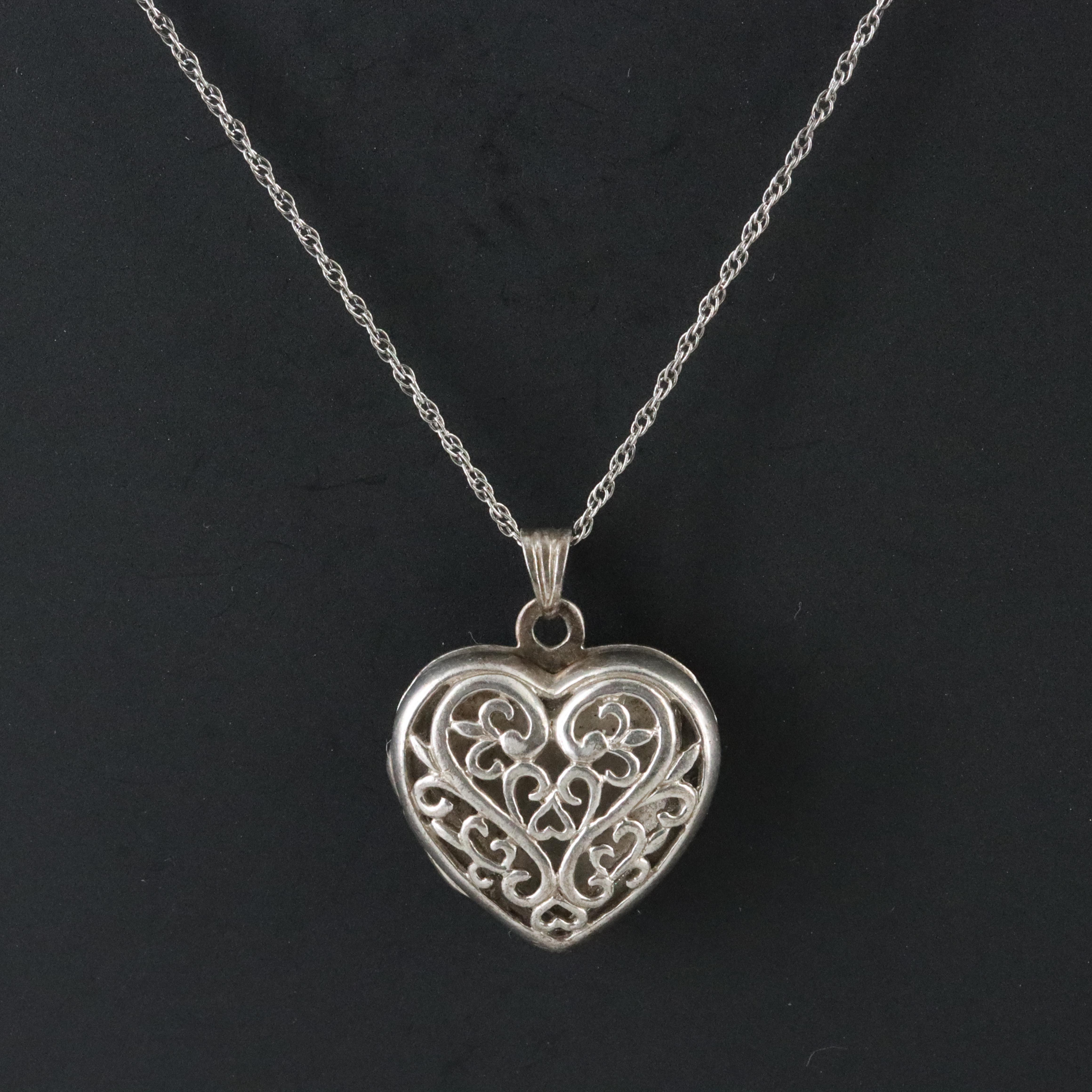 Sterling Heart Locket Necklace