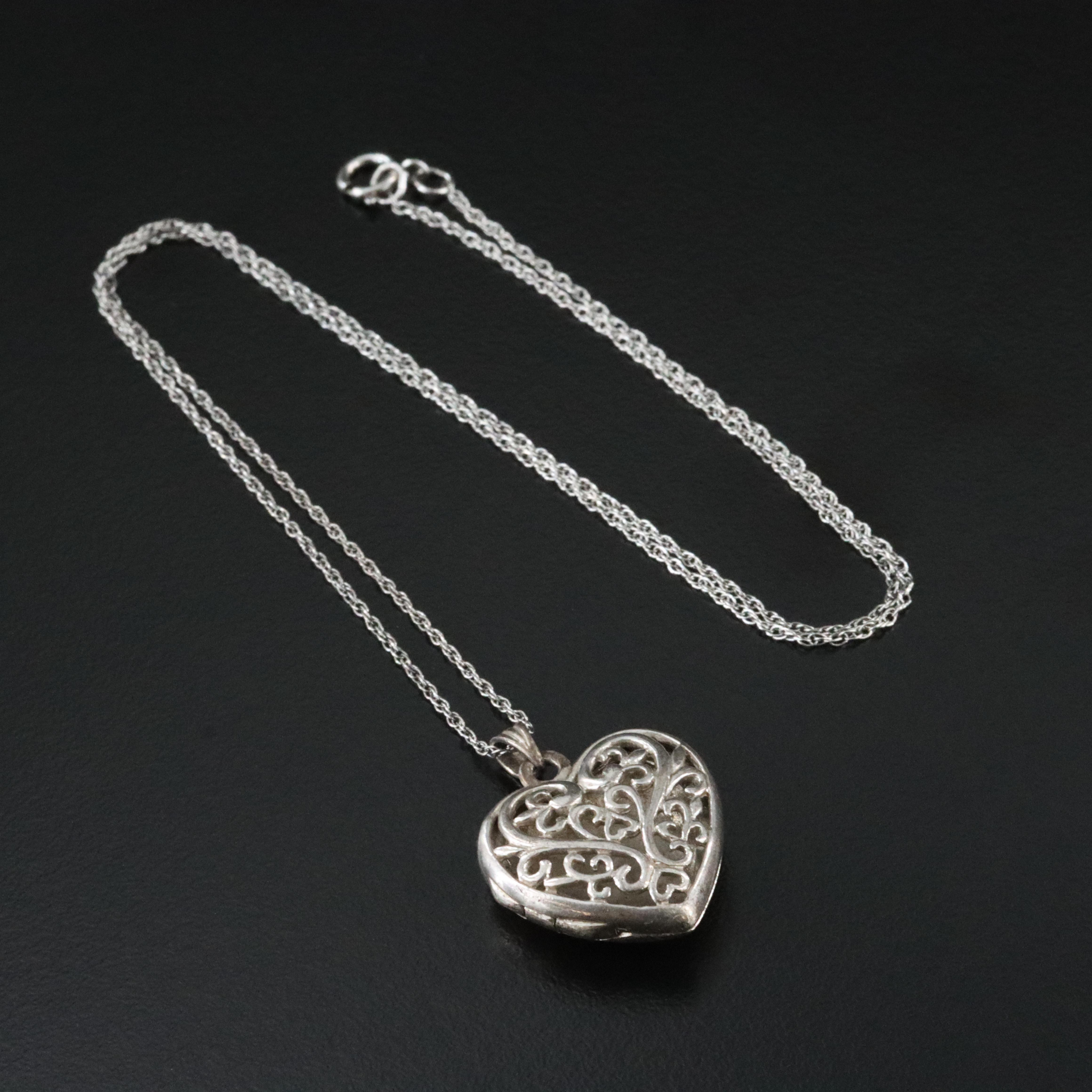 Sterling Heart Locket Necklace