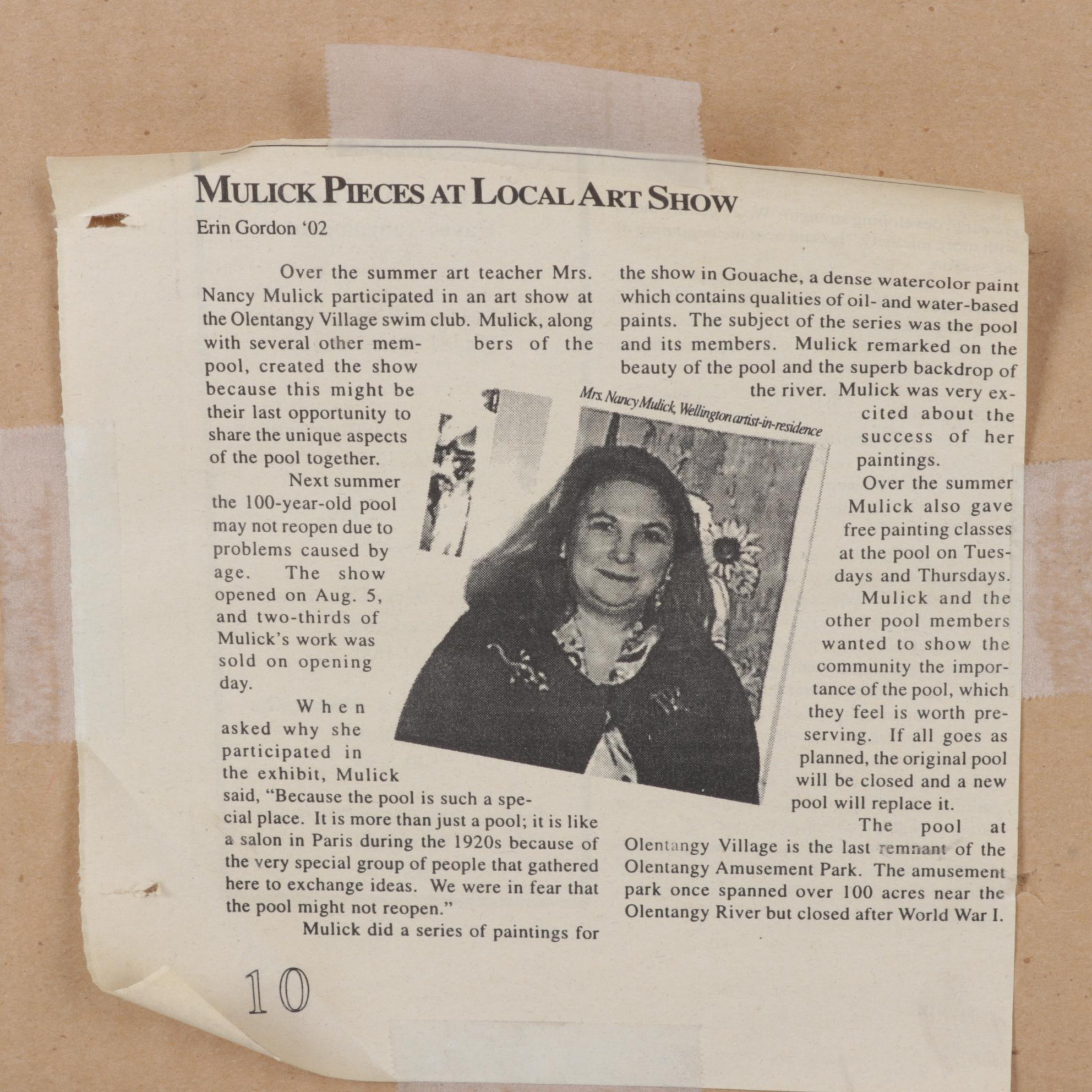 Nancy Mulick Gouache Painting of Ice-Skating Nuns, 1998