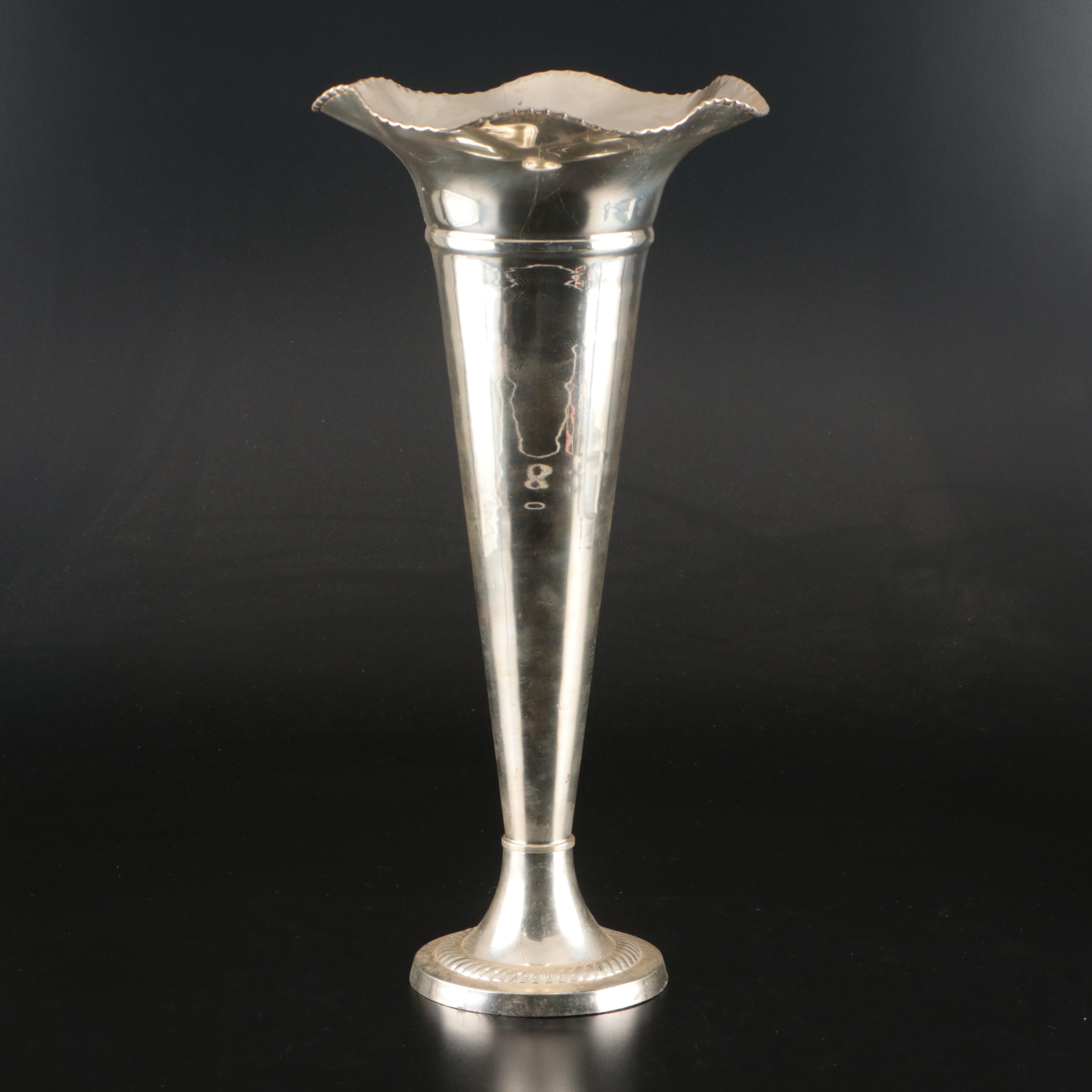 Michael Aram Olive Nut Dish with Indian Silver Plate Trumpet Vase and Rose Bowl