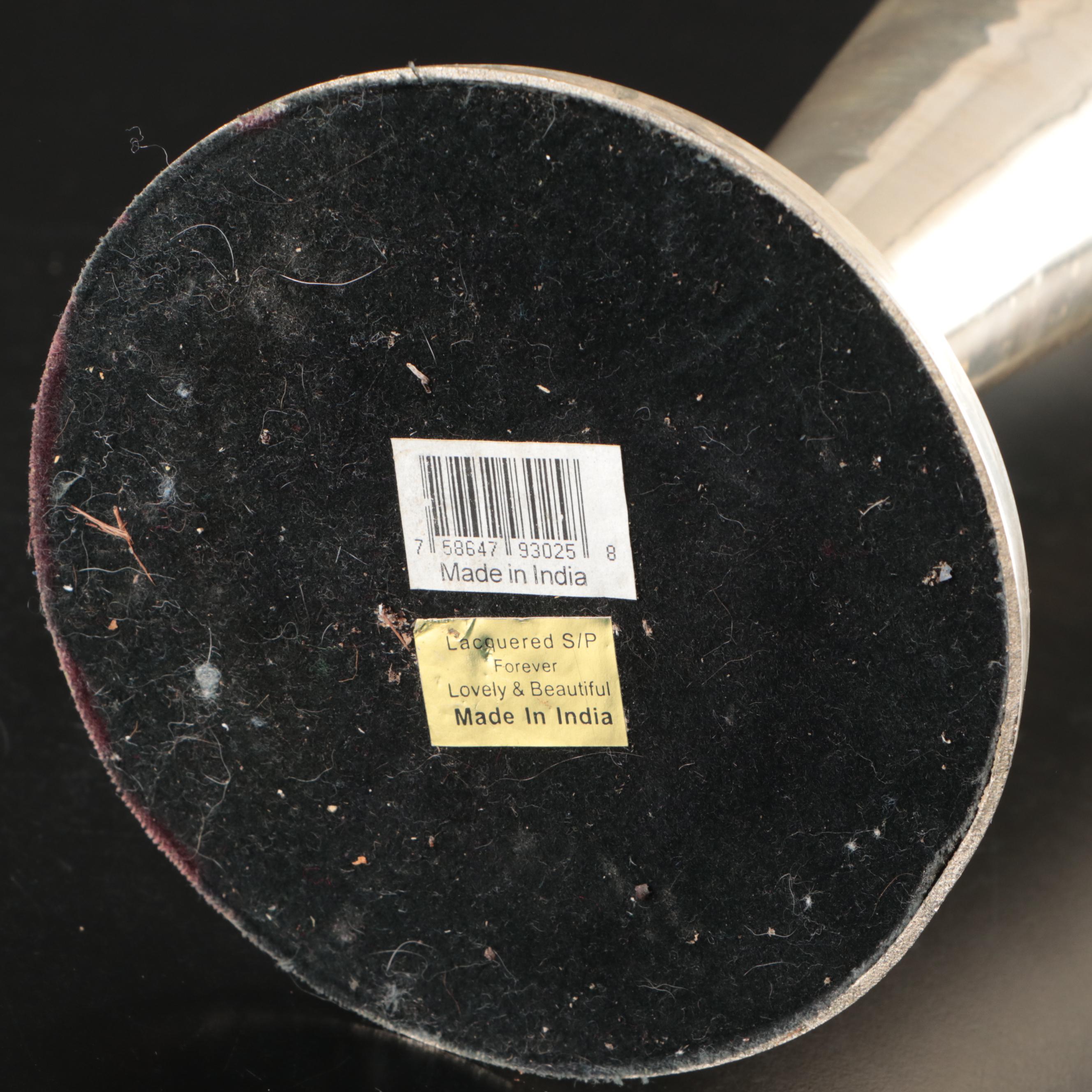 Michael Aram Olive Nut Dish with Indian Silver Plate Trumpet Vase and Rose Bowl