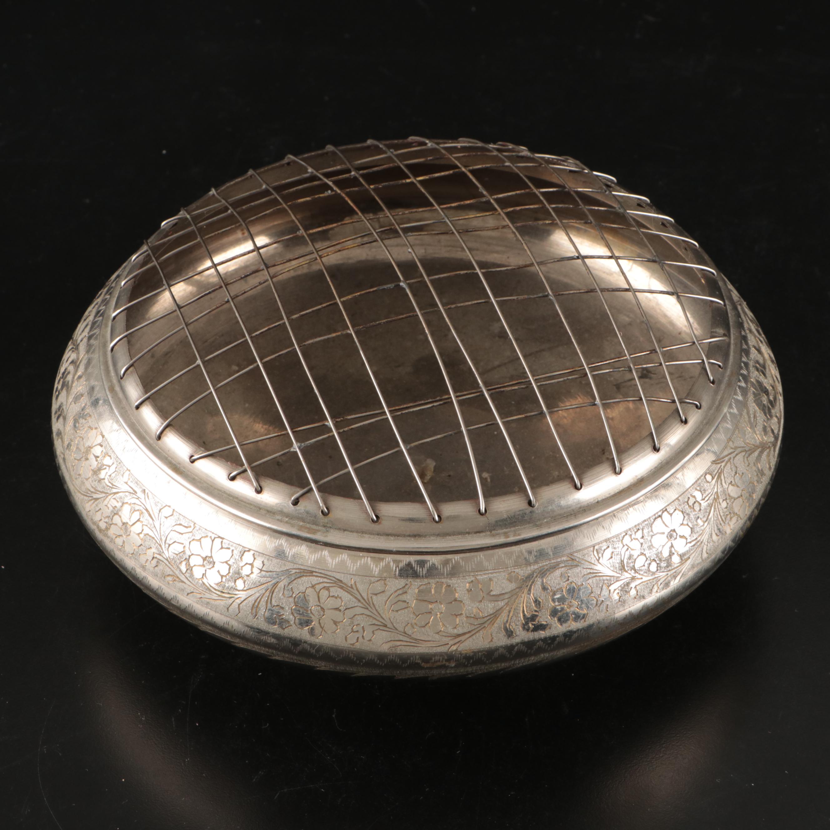 Michael Aram Olive Nut Dish with Indian Silver Plate Trumpet Vase and Rose Bowl