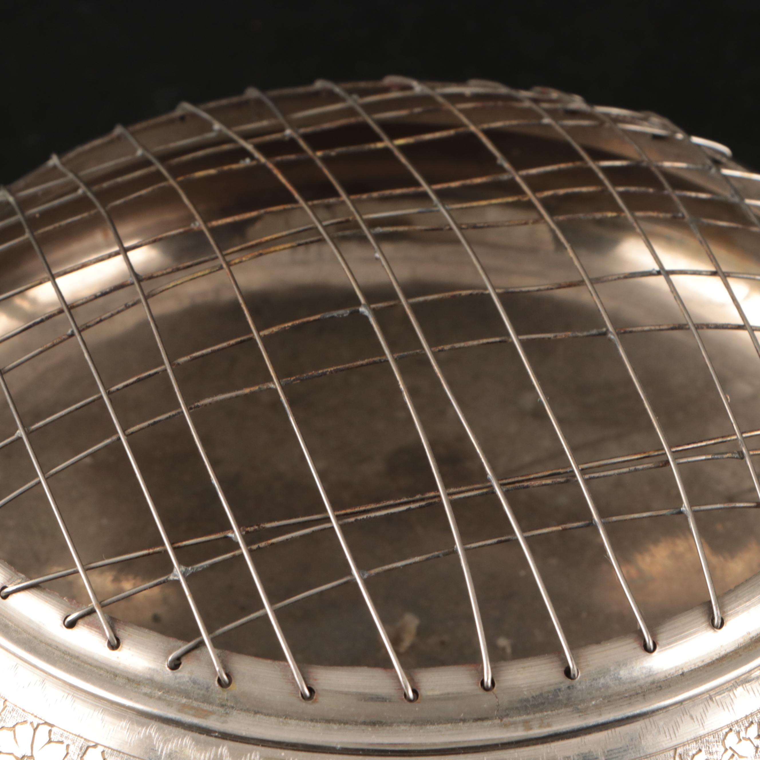 Michael Aram Olive Nut Dish with Indian Silver Plate Trumpet Vase and Rose Bowl