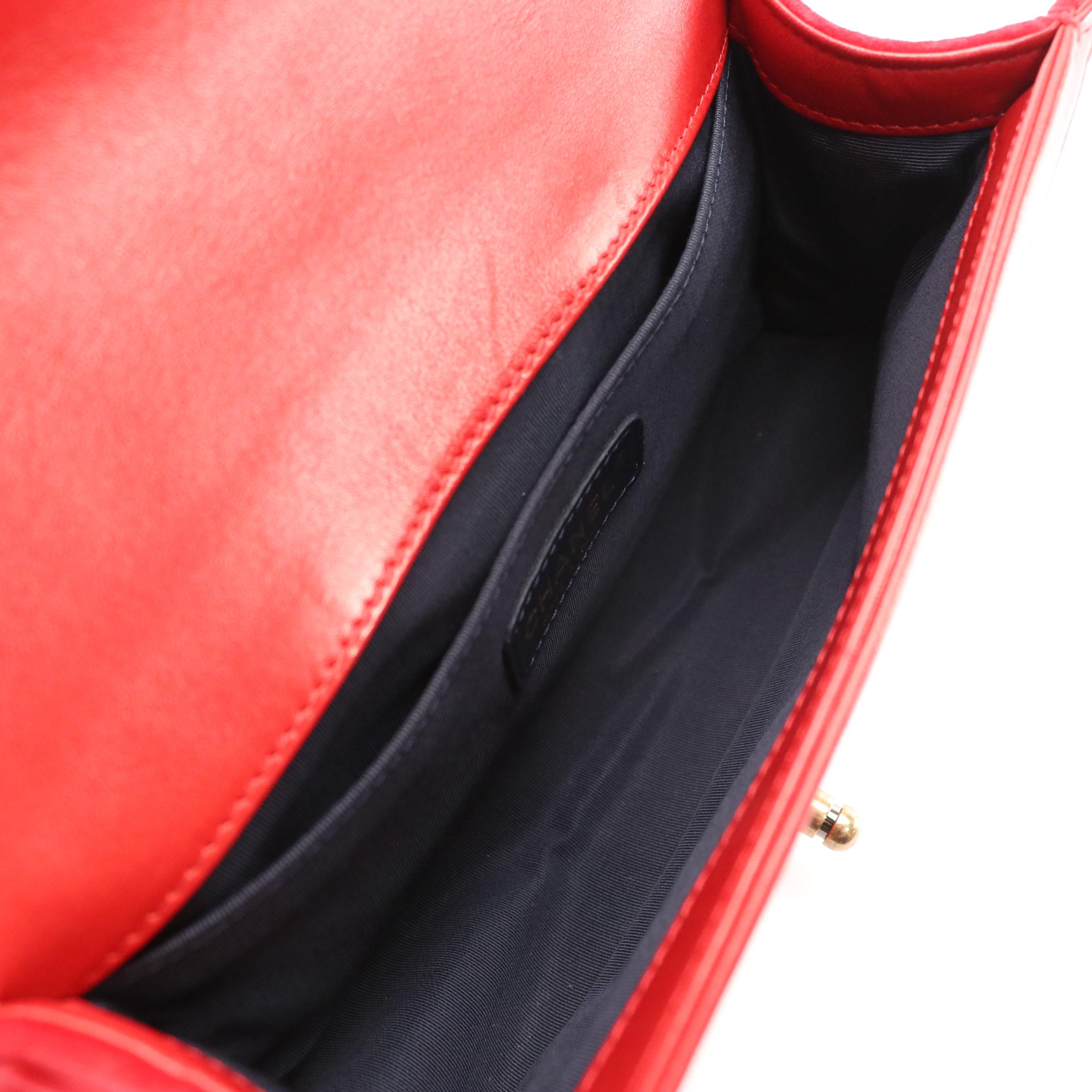 Chanel Boy Flap Shoulder Bag in Quilted Tartan Tweed and Red Velvet