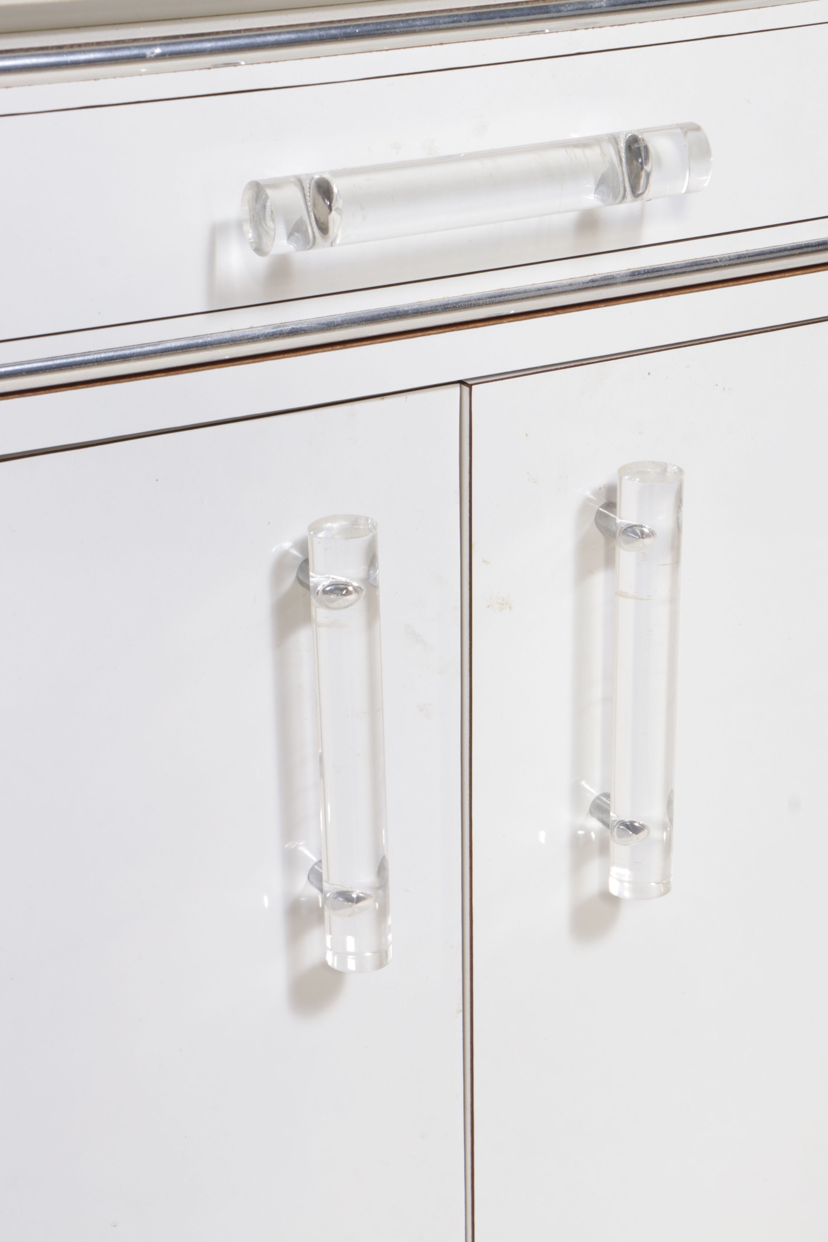 Modernist Style Marble and Laminate Buffet with Chrome and Acrylic Accents