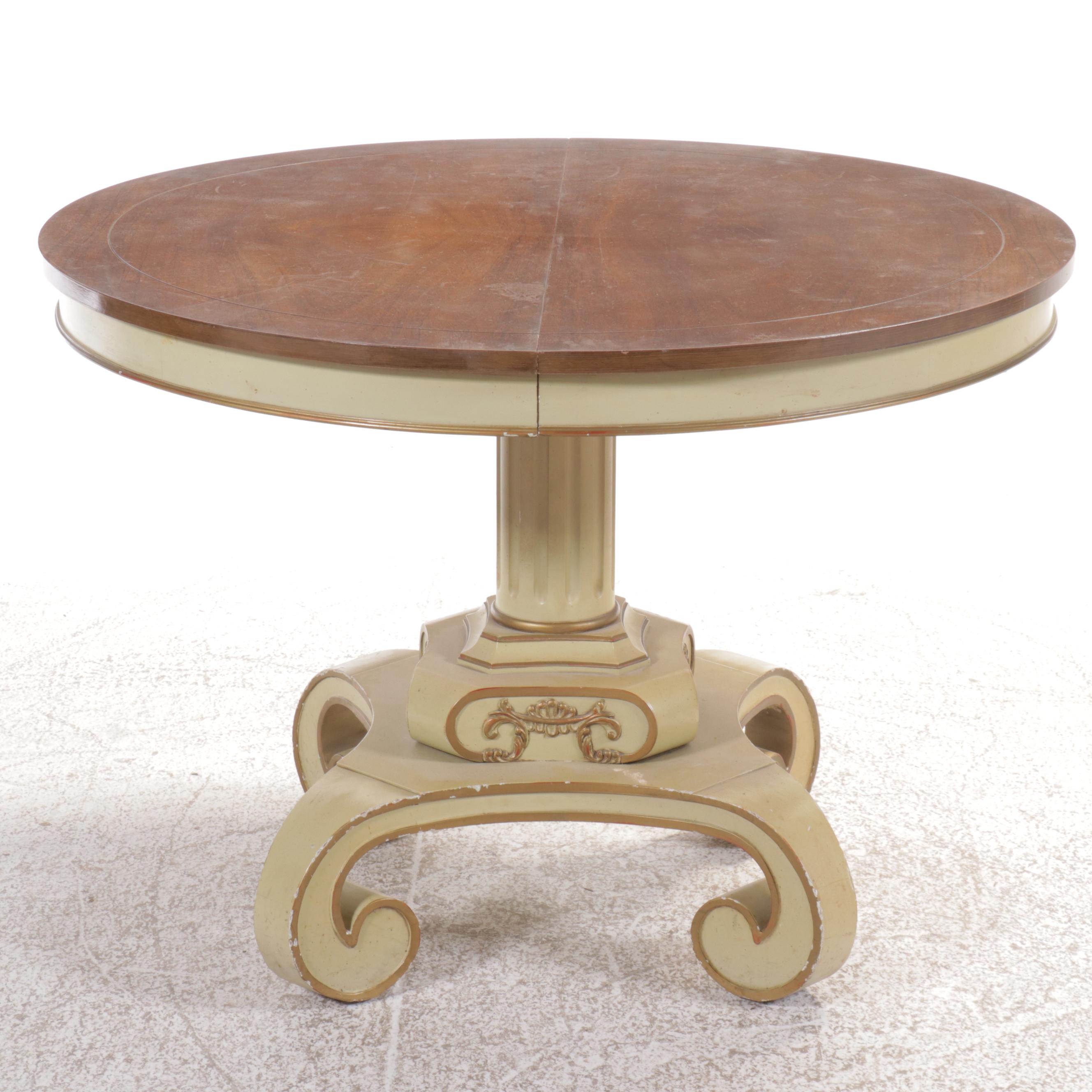 Seven-Piece French Provincial Style Dining Set with Cane-Back Chairs