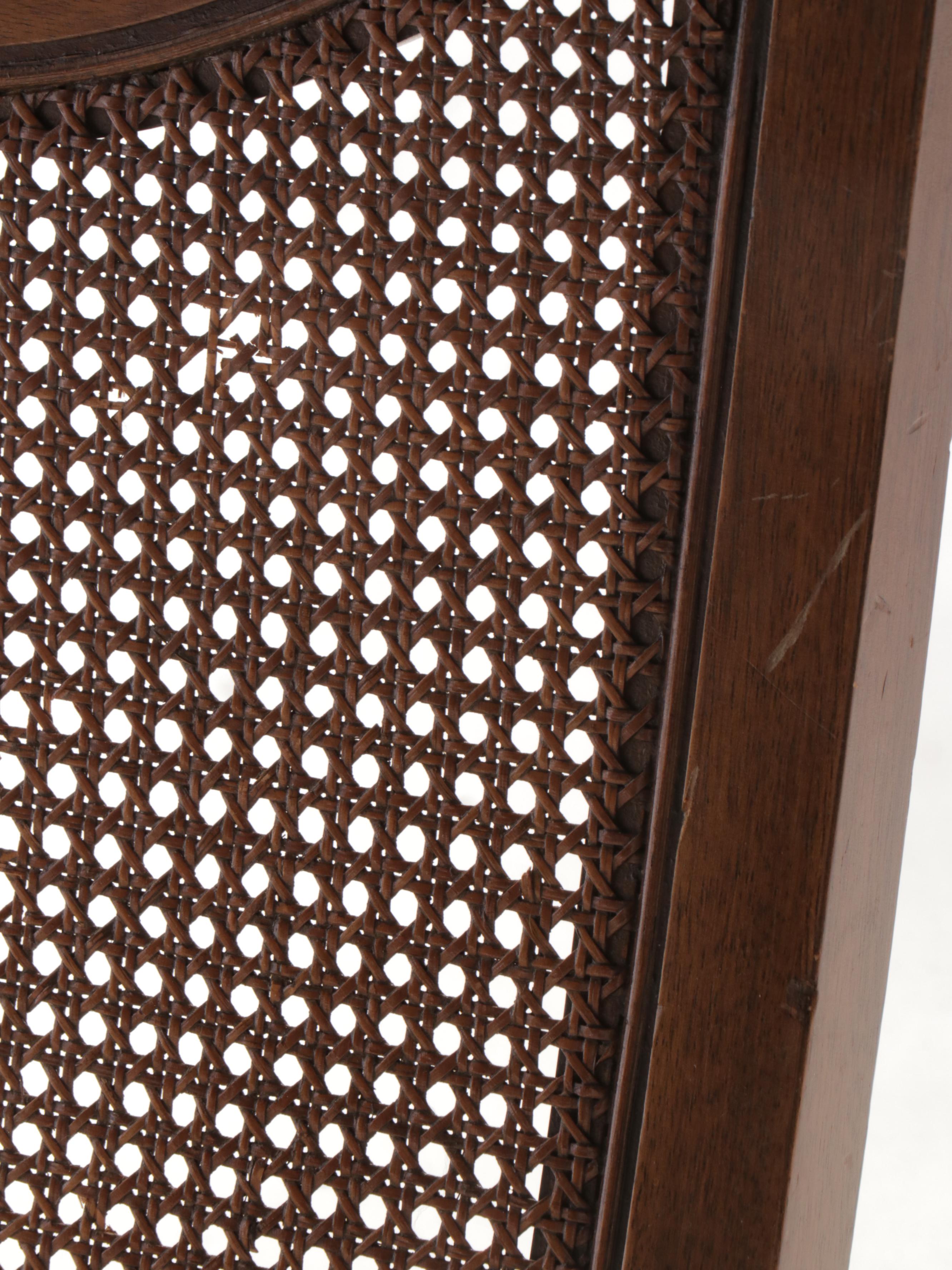 Seven-Piece French Provincial Style Dining Set with Cane-Back Chairs