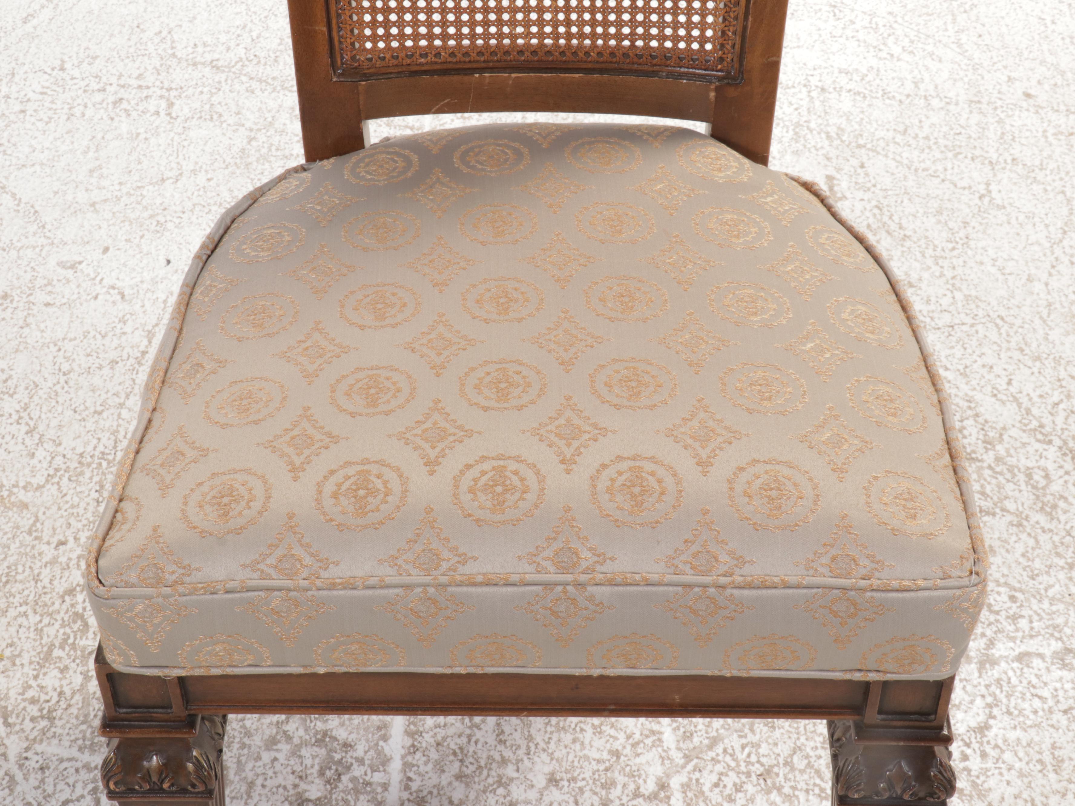 Seven-Piece French Provincial Style Dining Set with Cane-Back Chairs