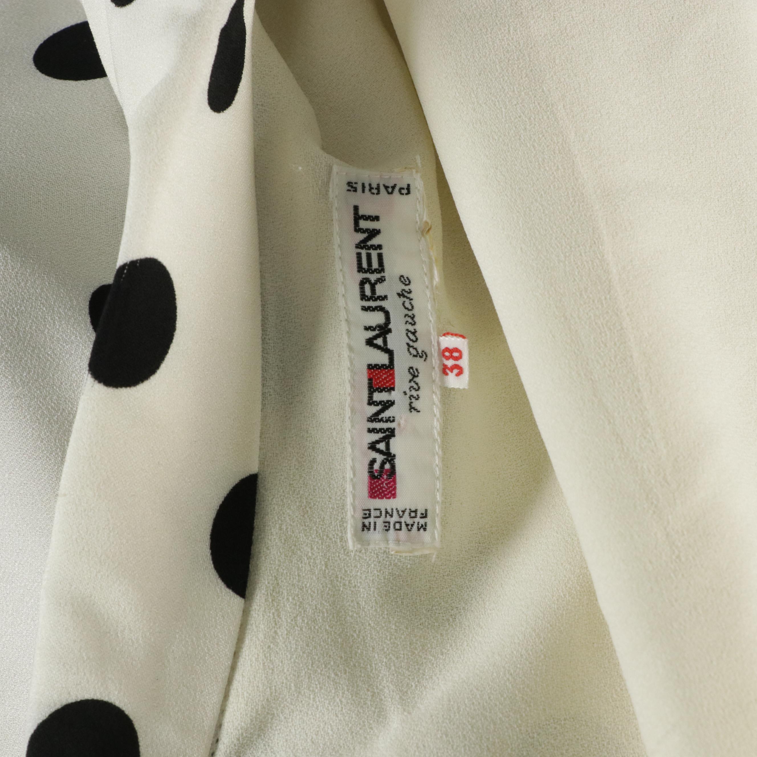 Saint Laurent Rive Gauche Black & White Polka Dot Dress