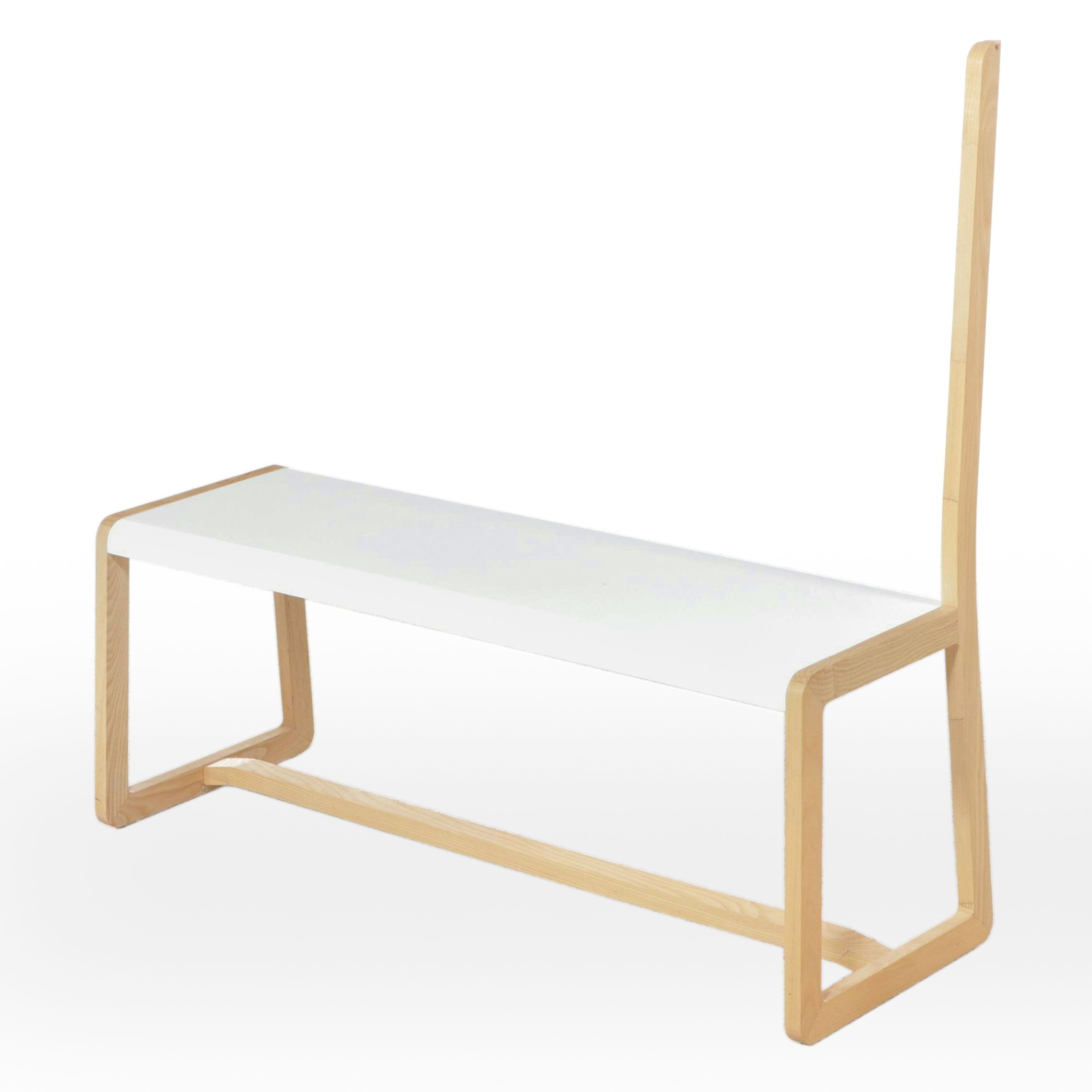 Jannis Ellenberger for CB2 "Trine" White Lacquer and Ash Valet Bench