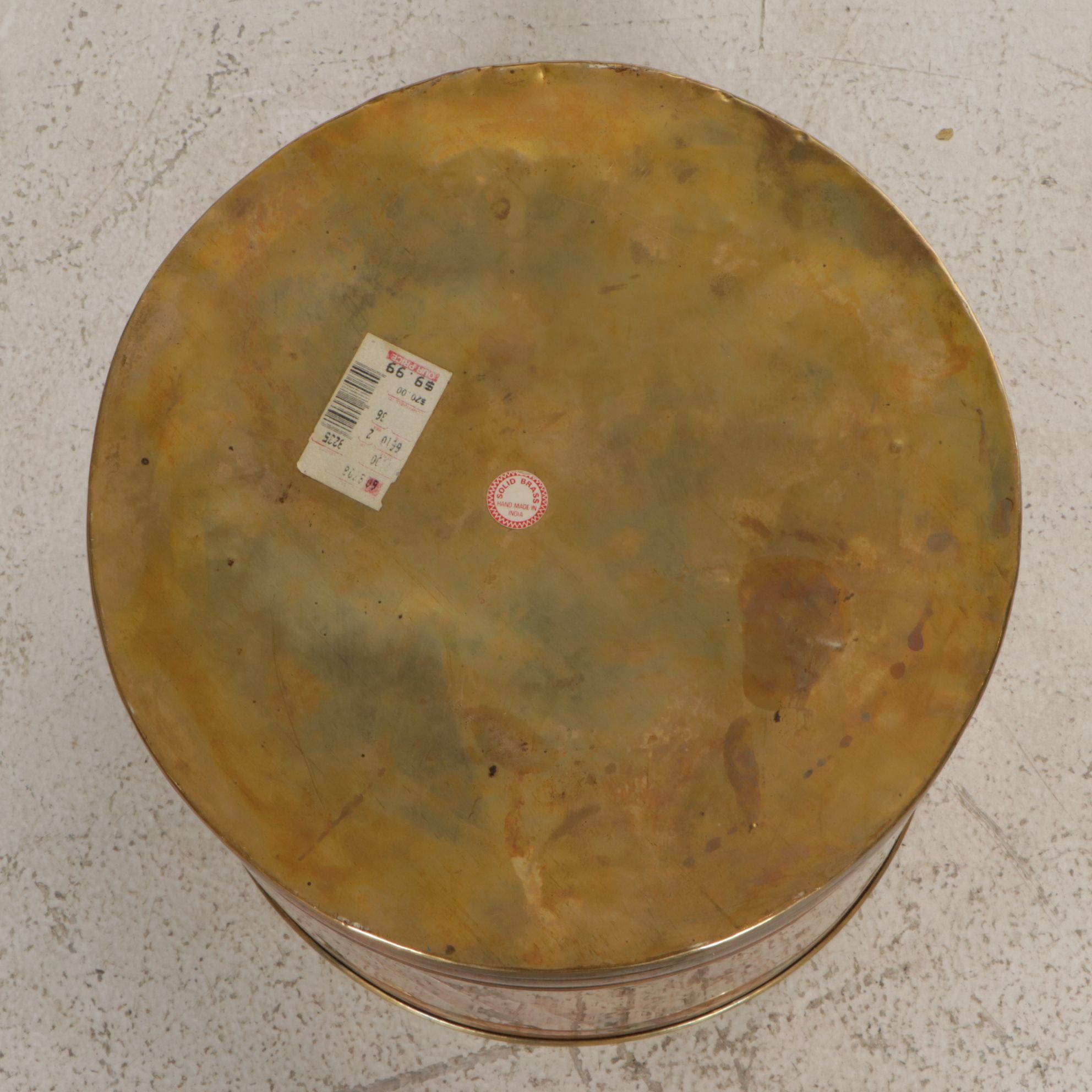 Footed Brass Firewood Holder with Brass Kindling Bucket