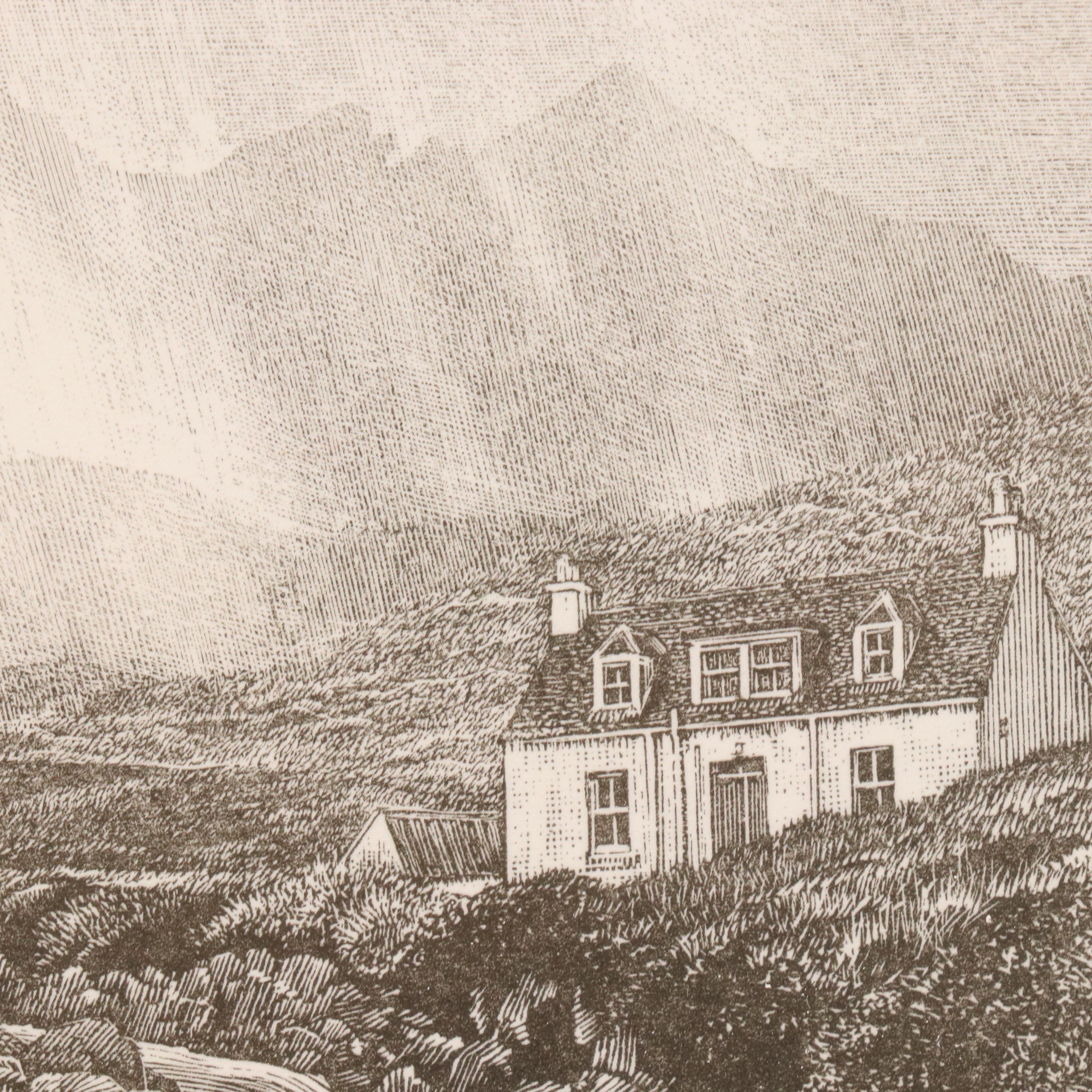 Paul Kershaw Engraving "Alt Dearg" and Jane Glue Offset Lithograph, Late 20th C.