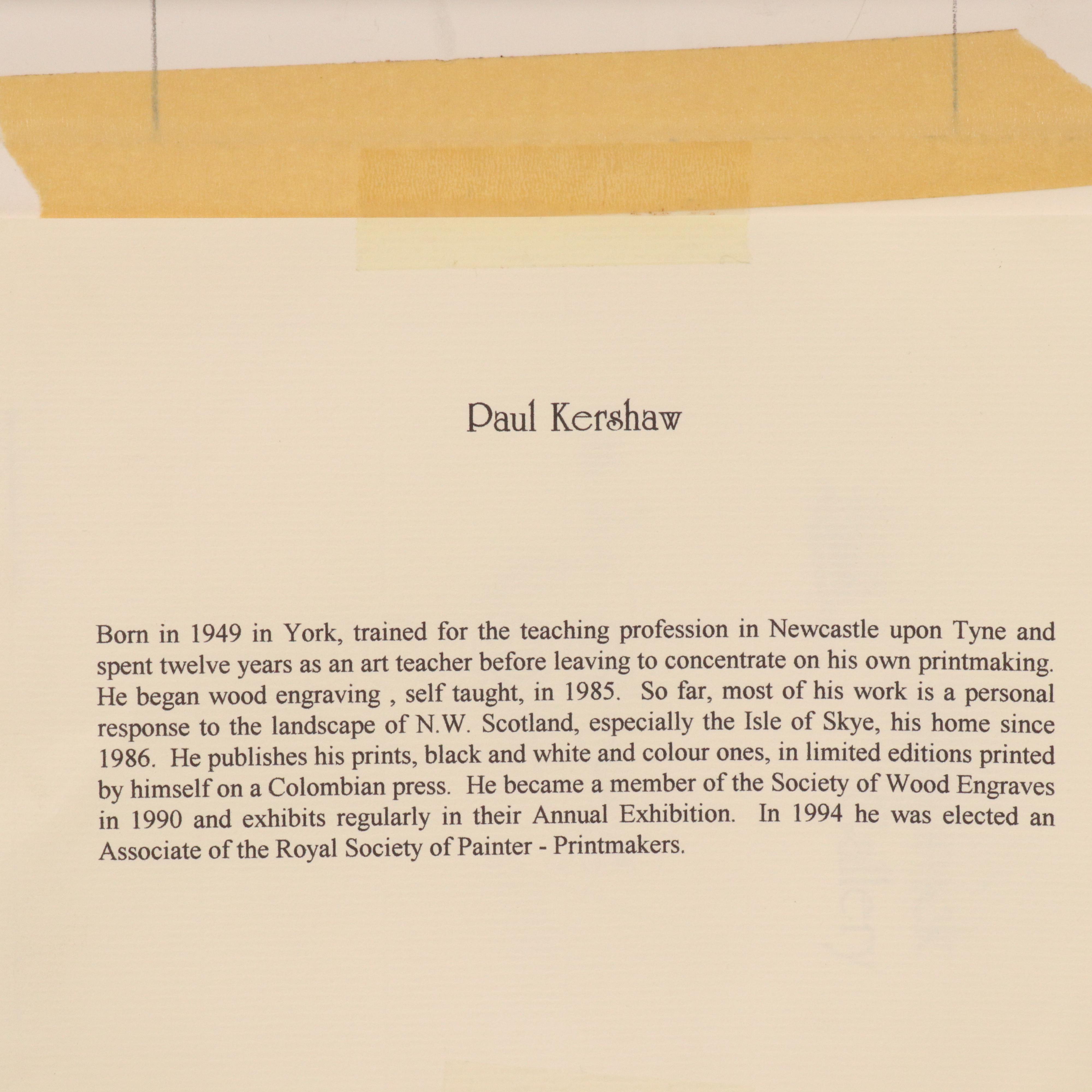 Paul Kershaw Engraving "Alt Dearg" and Jane Glue Offset Lithograph, Late 20th C.