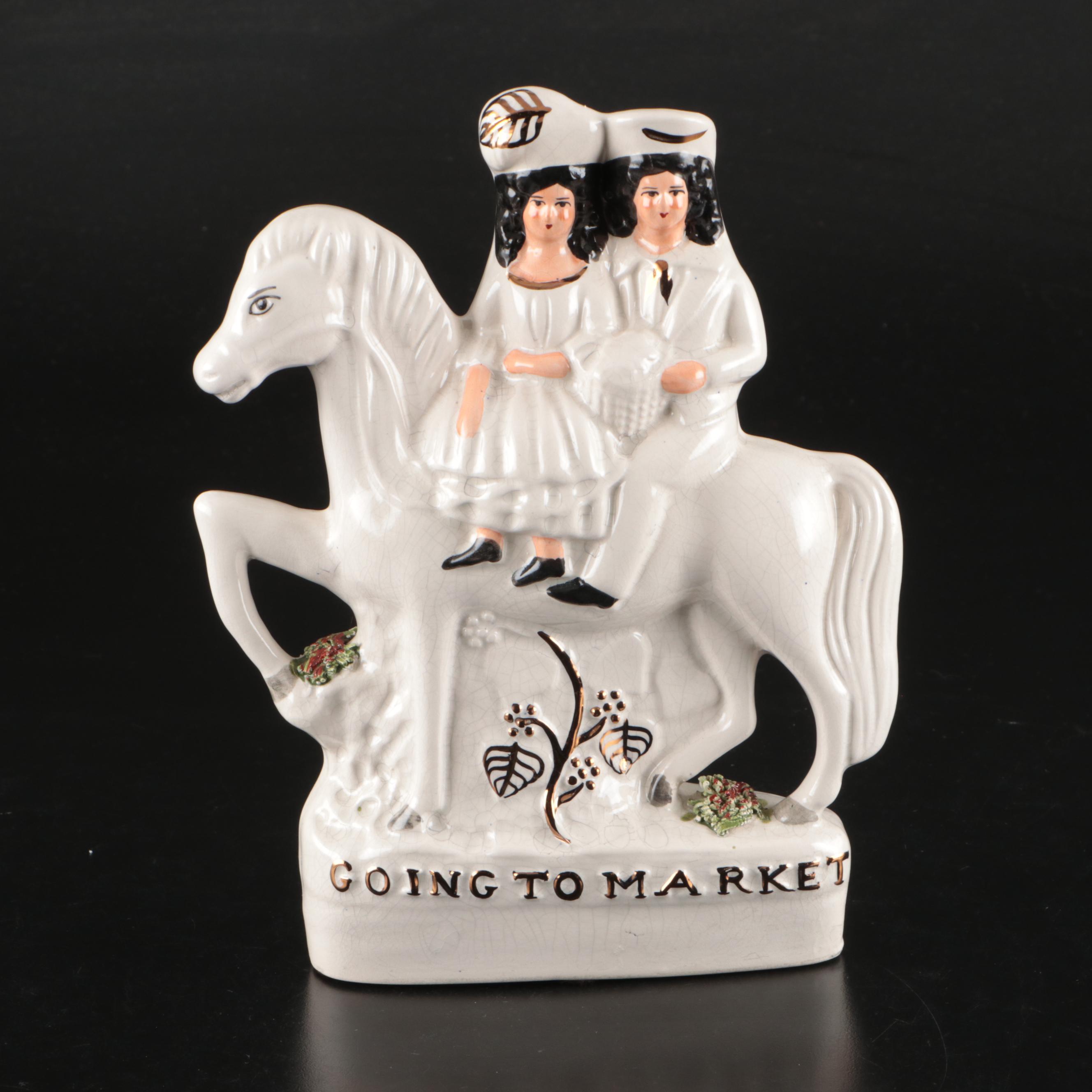 English Staffordshire "Going to Market" and "Returning Home" Figurines
