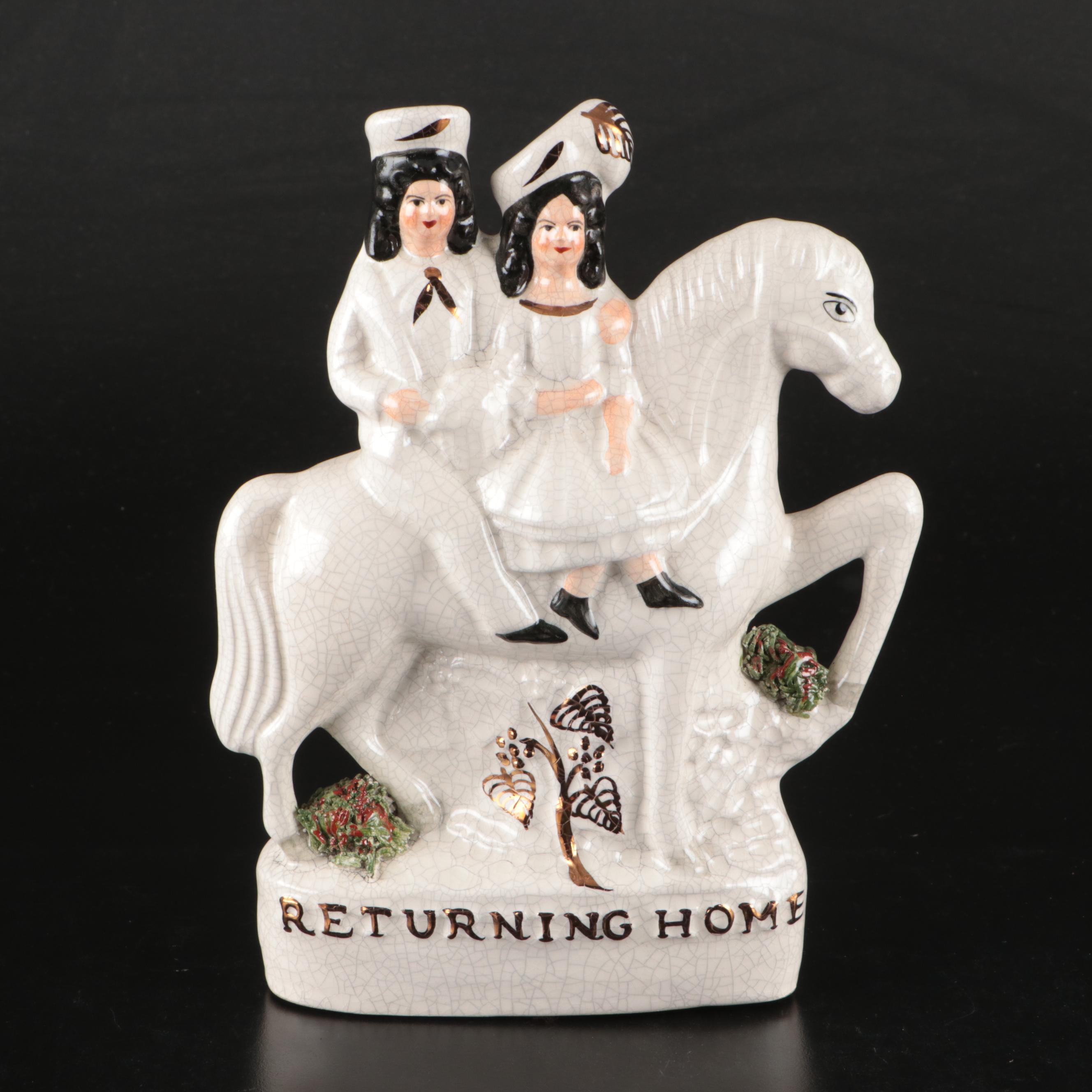 English Staffordshire "Going to Market" and "Returning Home" Figurines