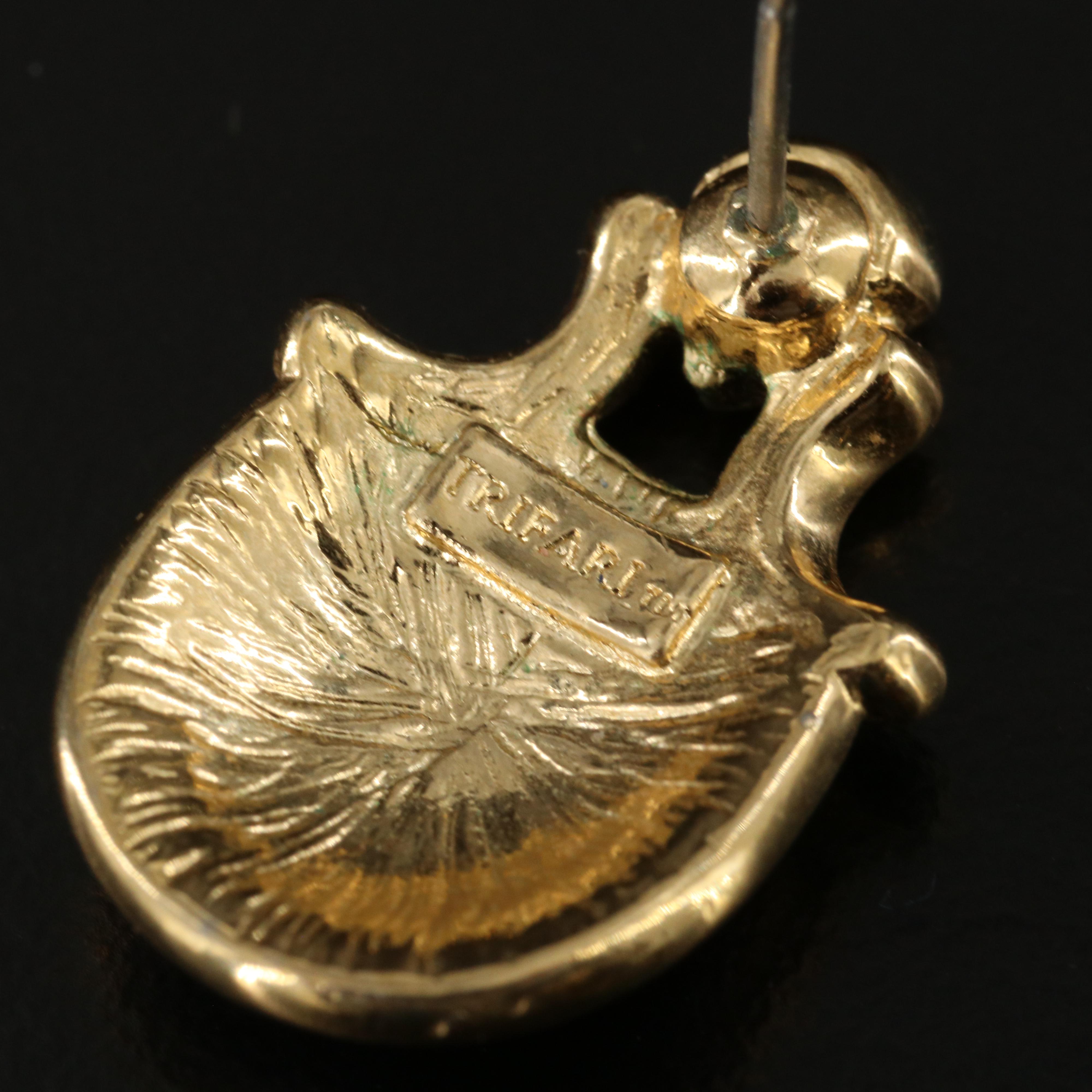 Trifari Enamel and Rhinestone Drop Earrings