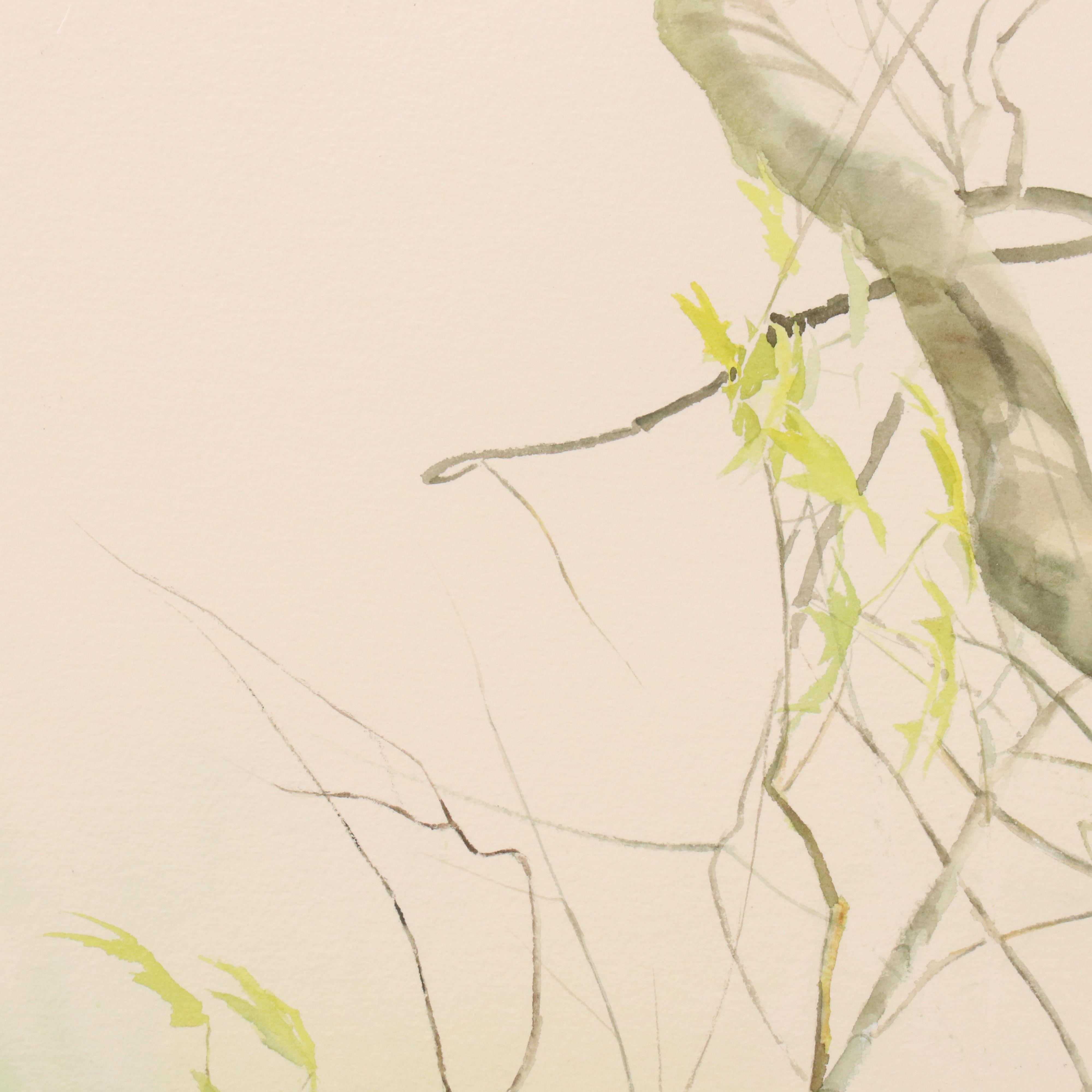 Carolyn Blish Watercolor Painting of Girl on Tree Swing, Late 20th Century