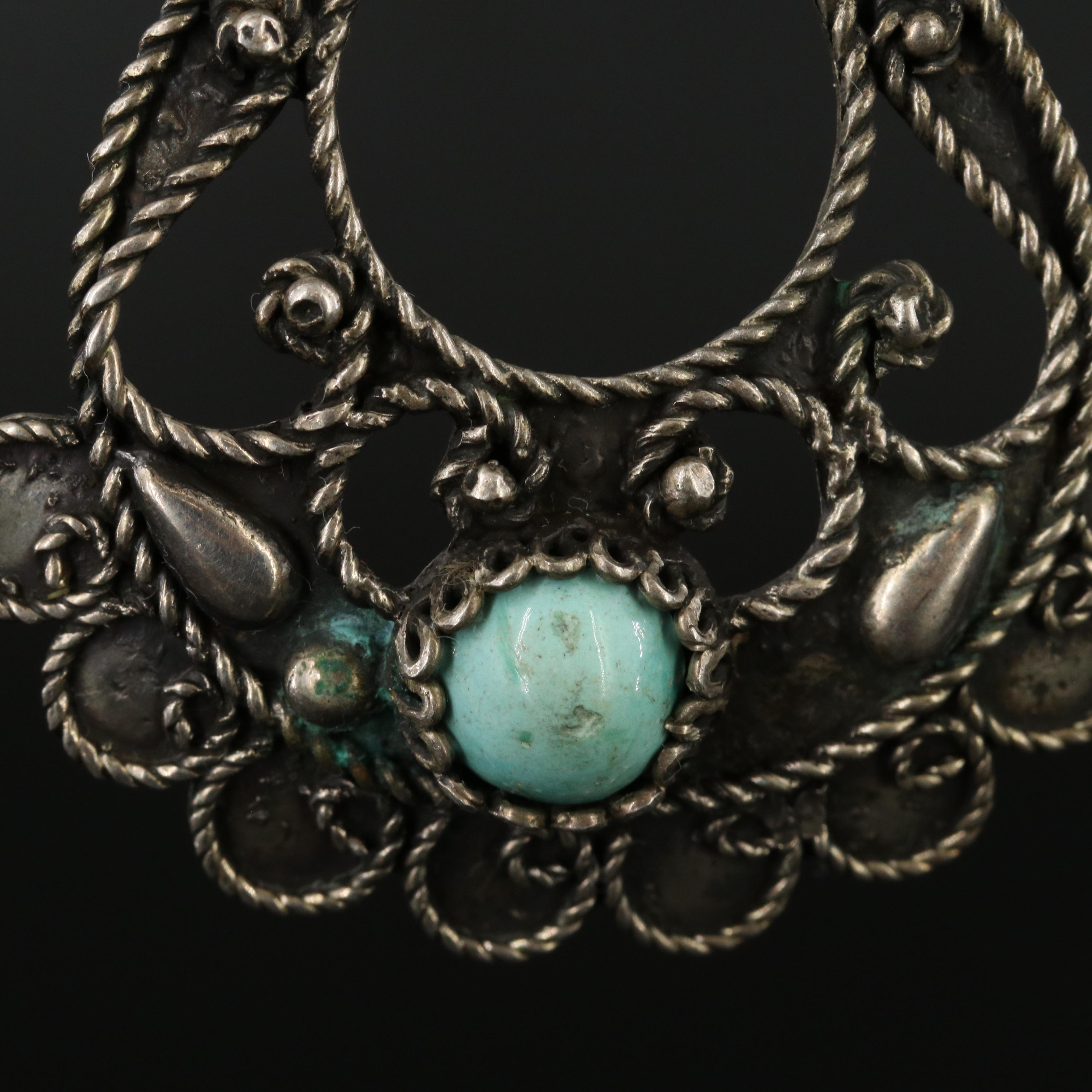 Sterling Turquoise Earrings with Rope Detailing