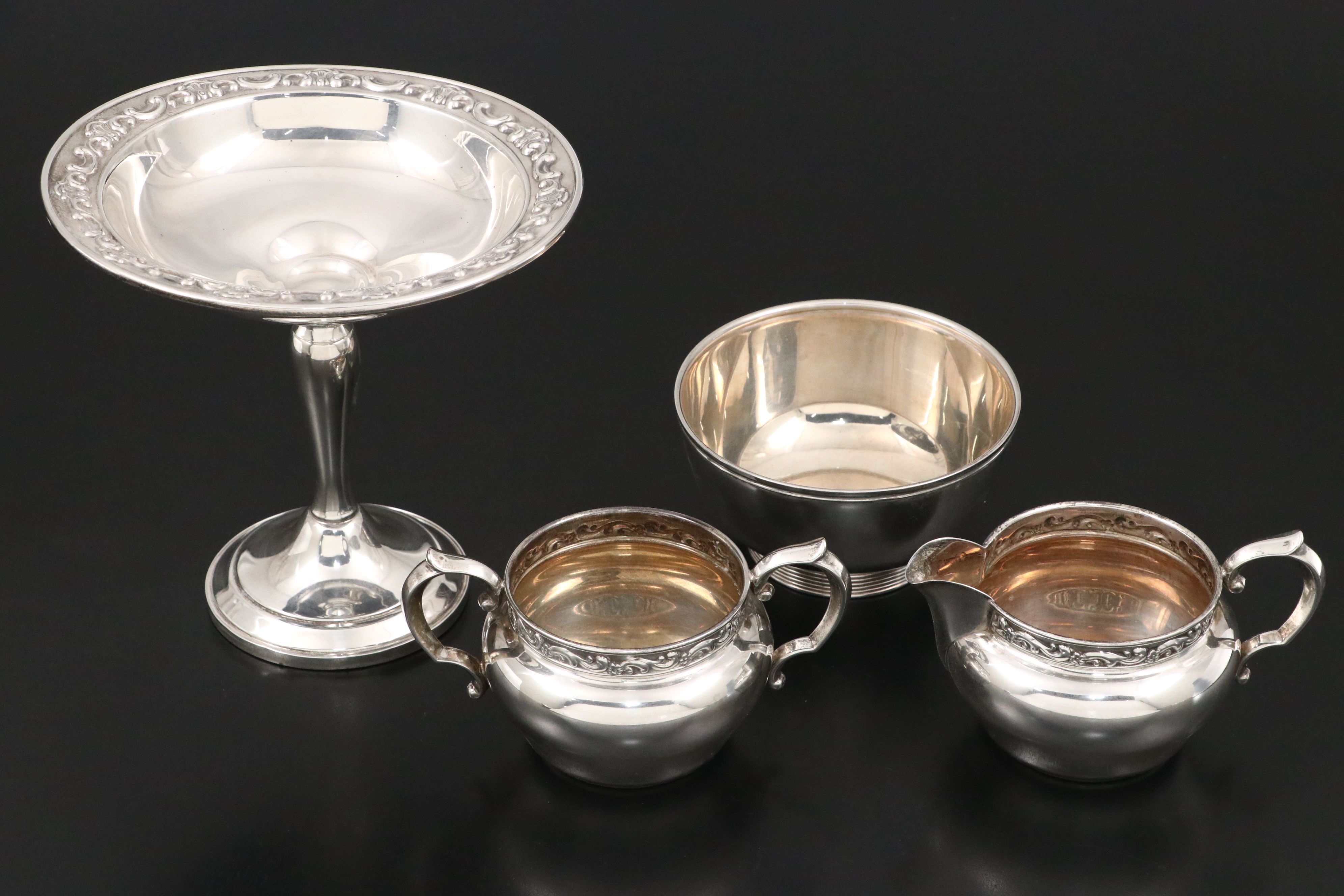 Gorham Sterling Compote, Lunt Sterling Bowls, and More Sterling Table Décor