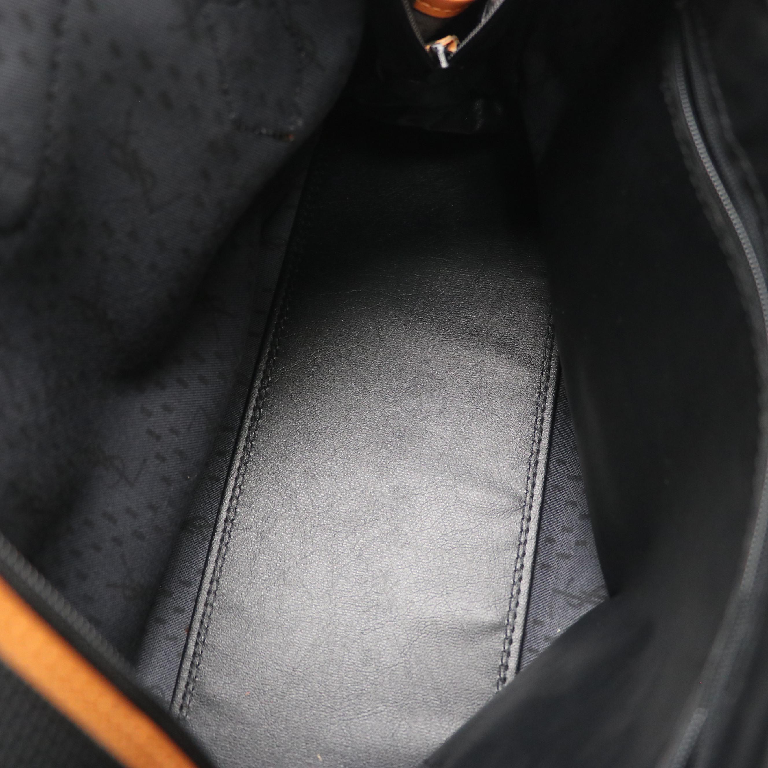 Yves Saint Laurent Boston Handbag in Basket Weave PVC and Brown Leather Trim