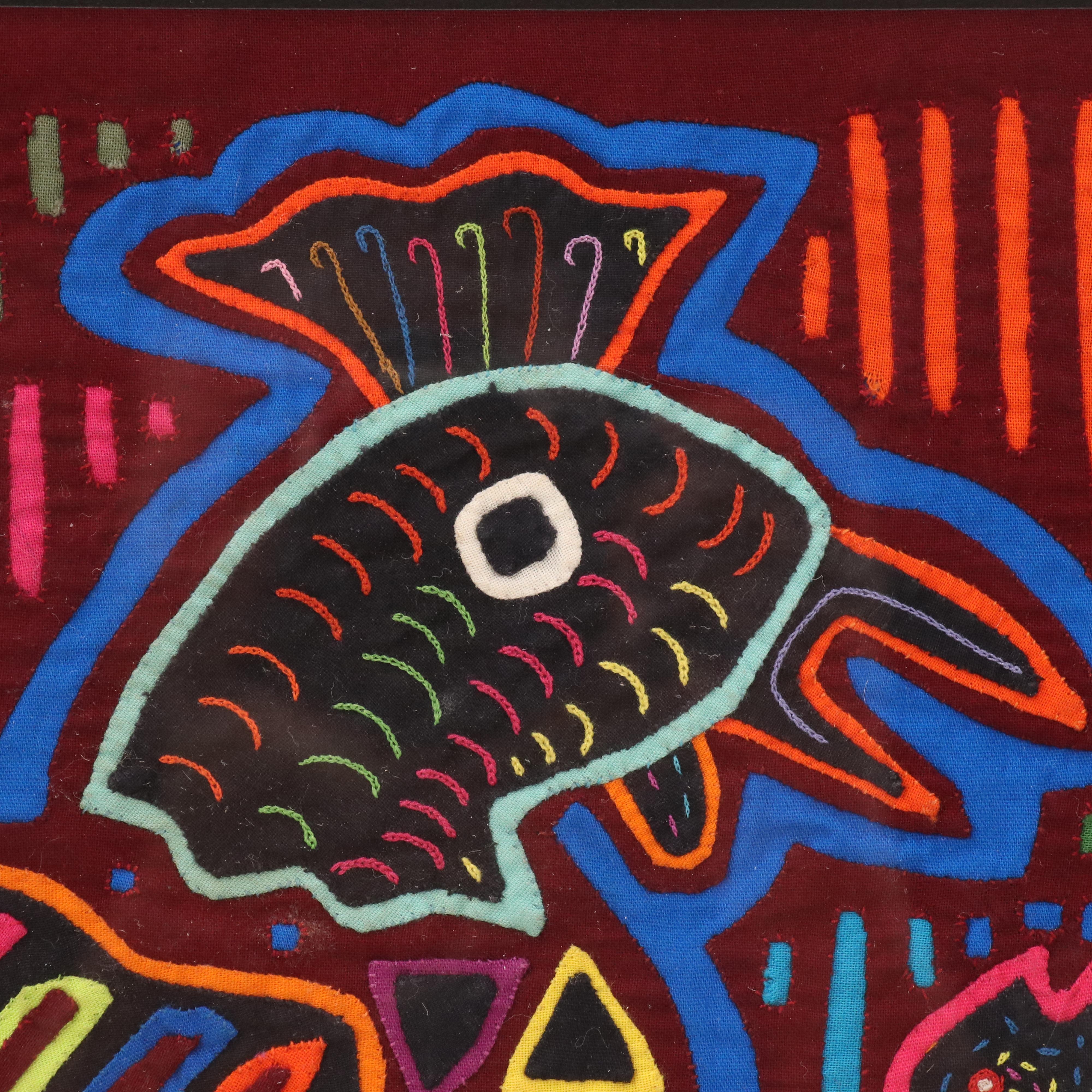 Kuna Mola Textile Folk Art of Rooster and Snake, 20th - 21st Century